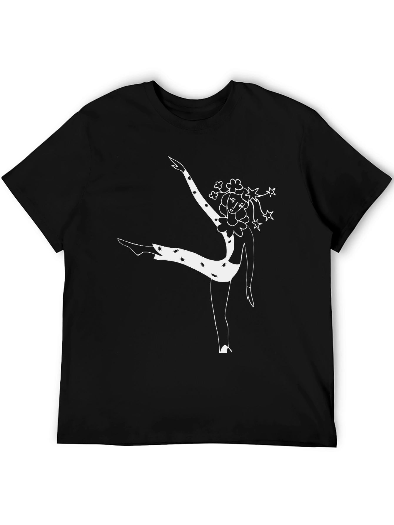 Graphic Tee: Dancing Figure Print - Black