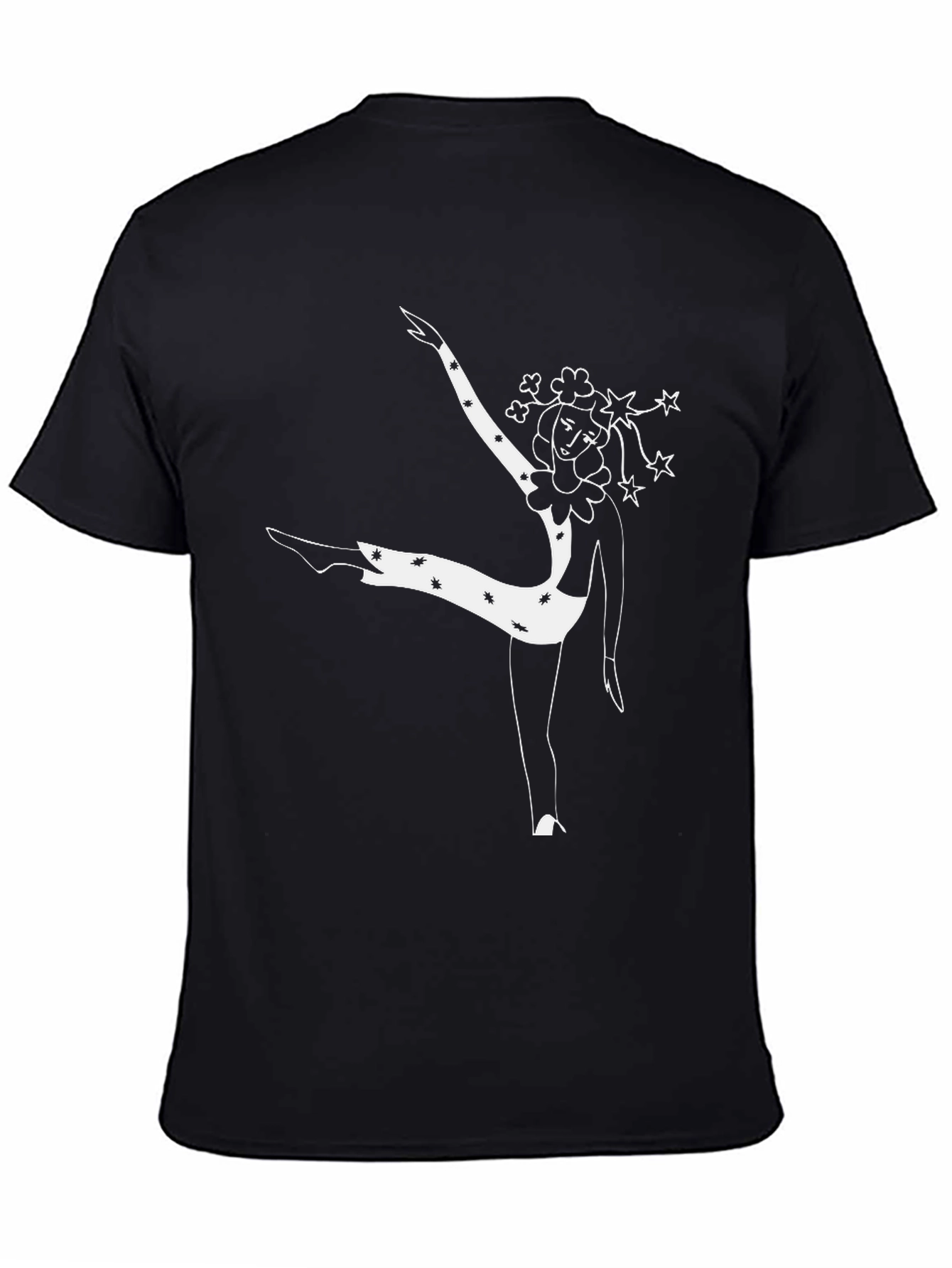 Graphic Tee: Dancing Figure Print - Black