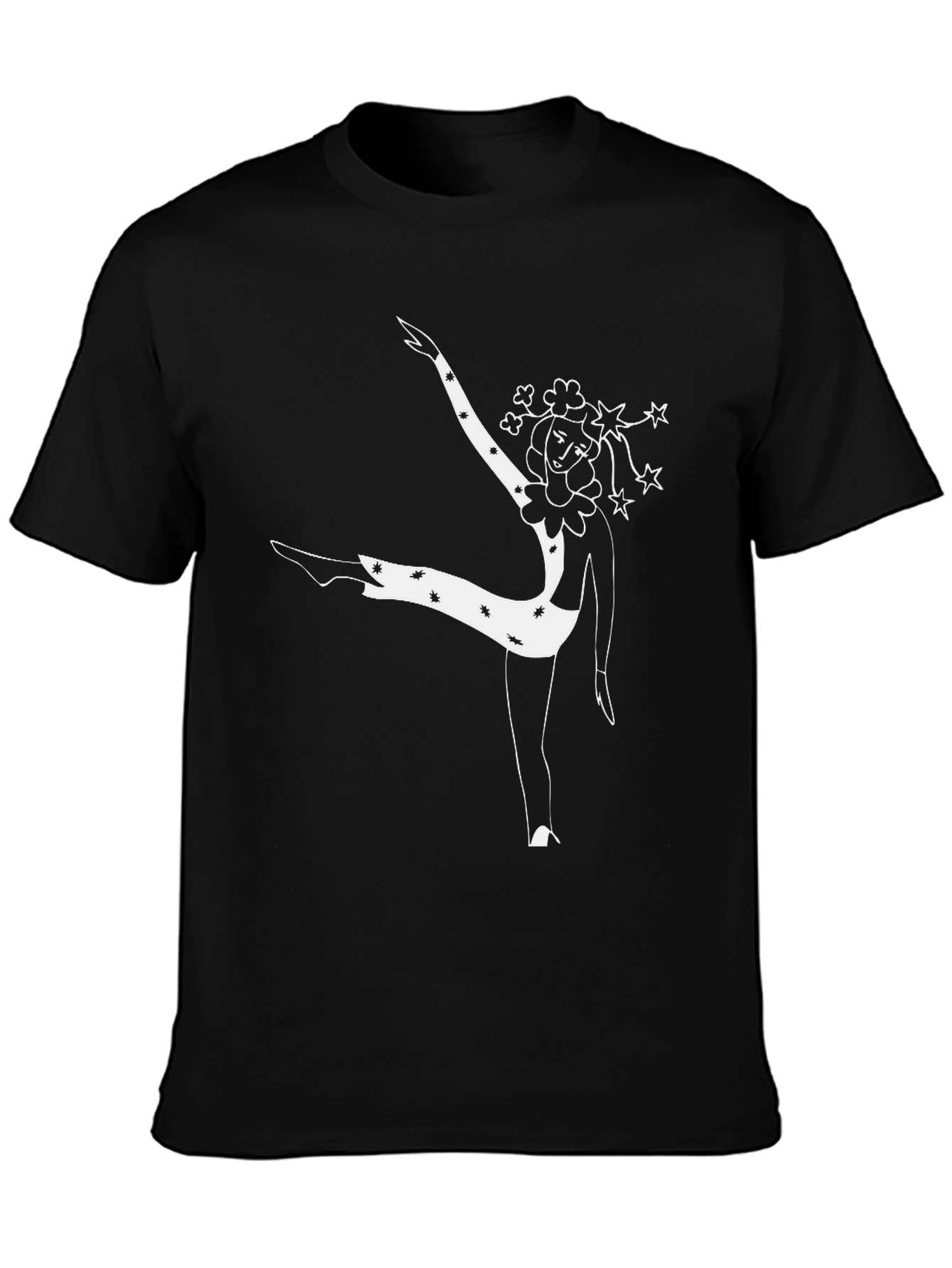 Graphic Tee: Dancing Figure Print - Black
