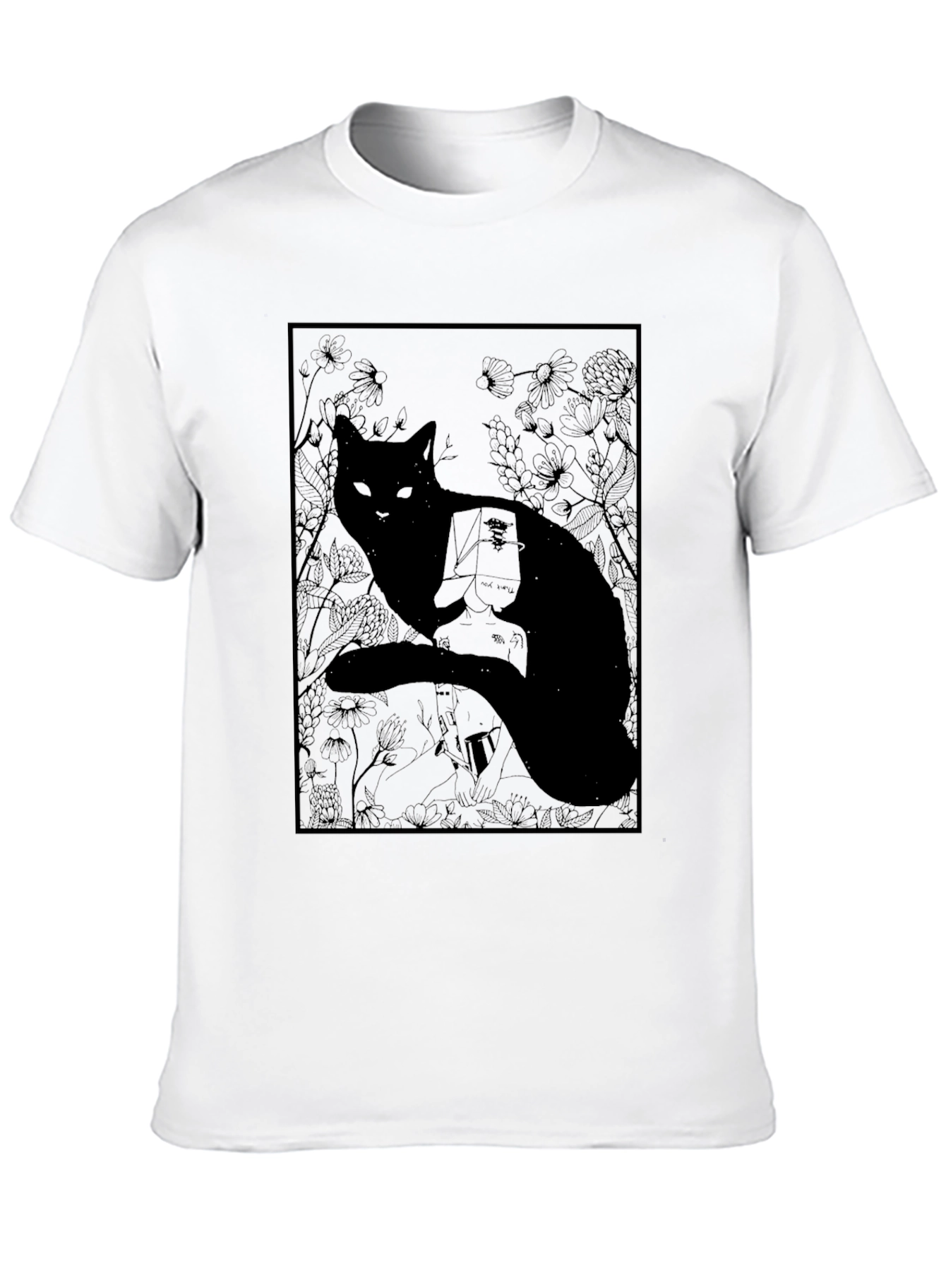 Black Cat Graphic Print T-Shirt