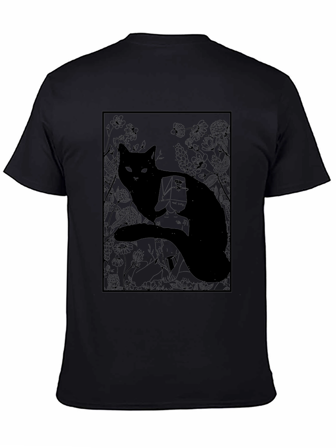 Black Cat Graphic Print T-Shirt