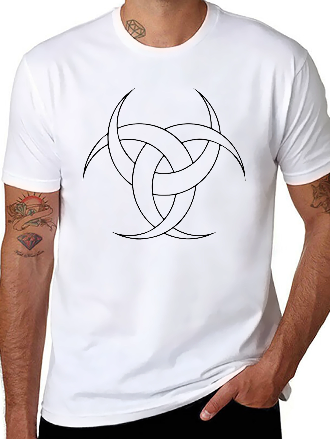 Triple Horn Knot Graphic Tee - Black