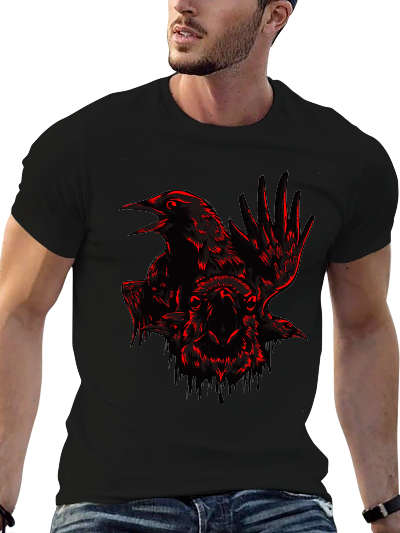 Raven & Ram Graphic Tee - Edgy Black T-Shirt