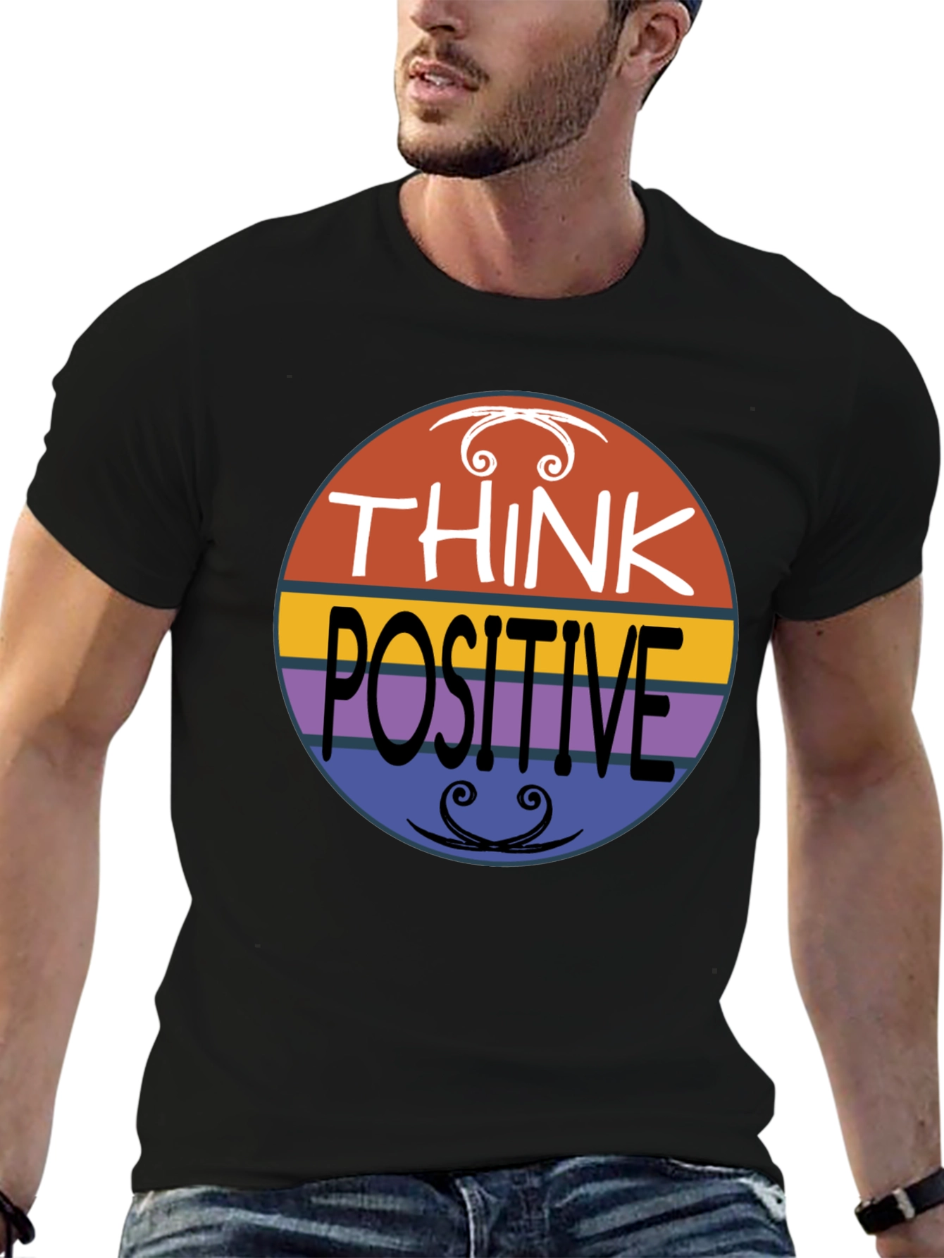 Think Positive Graphic Tee - Retro Style