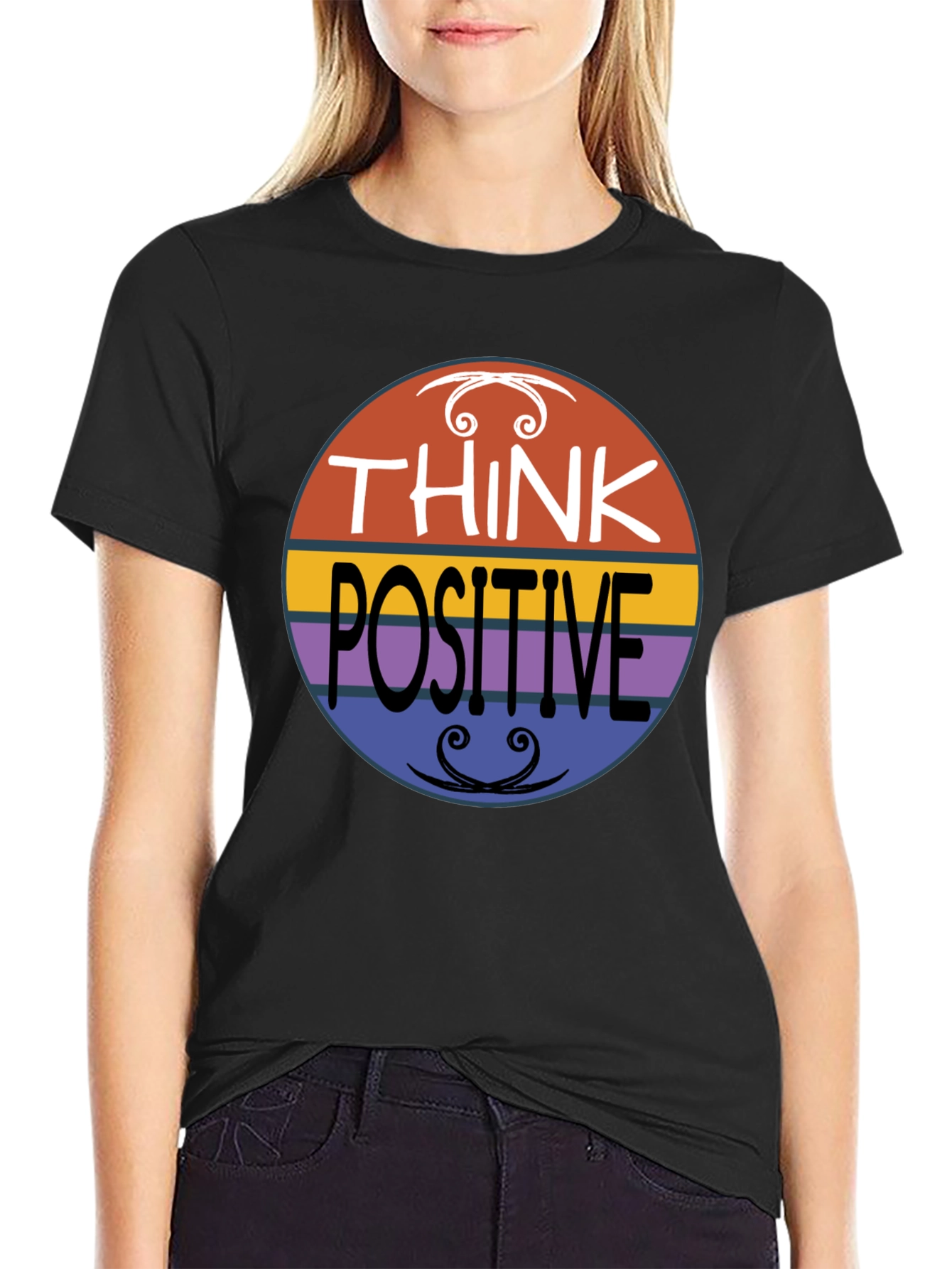 Think Positive Graphic Tee - Retro Style