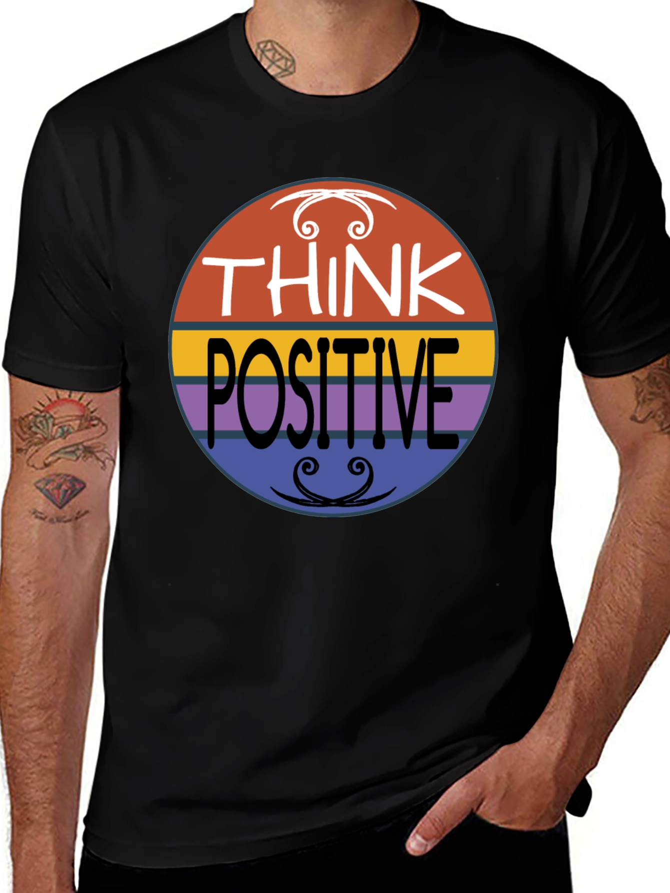 Think Positive Graphic Tee - Retro Style
