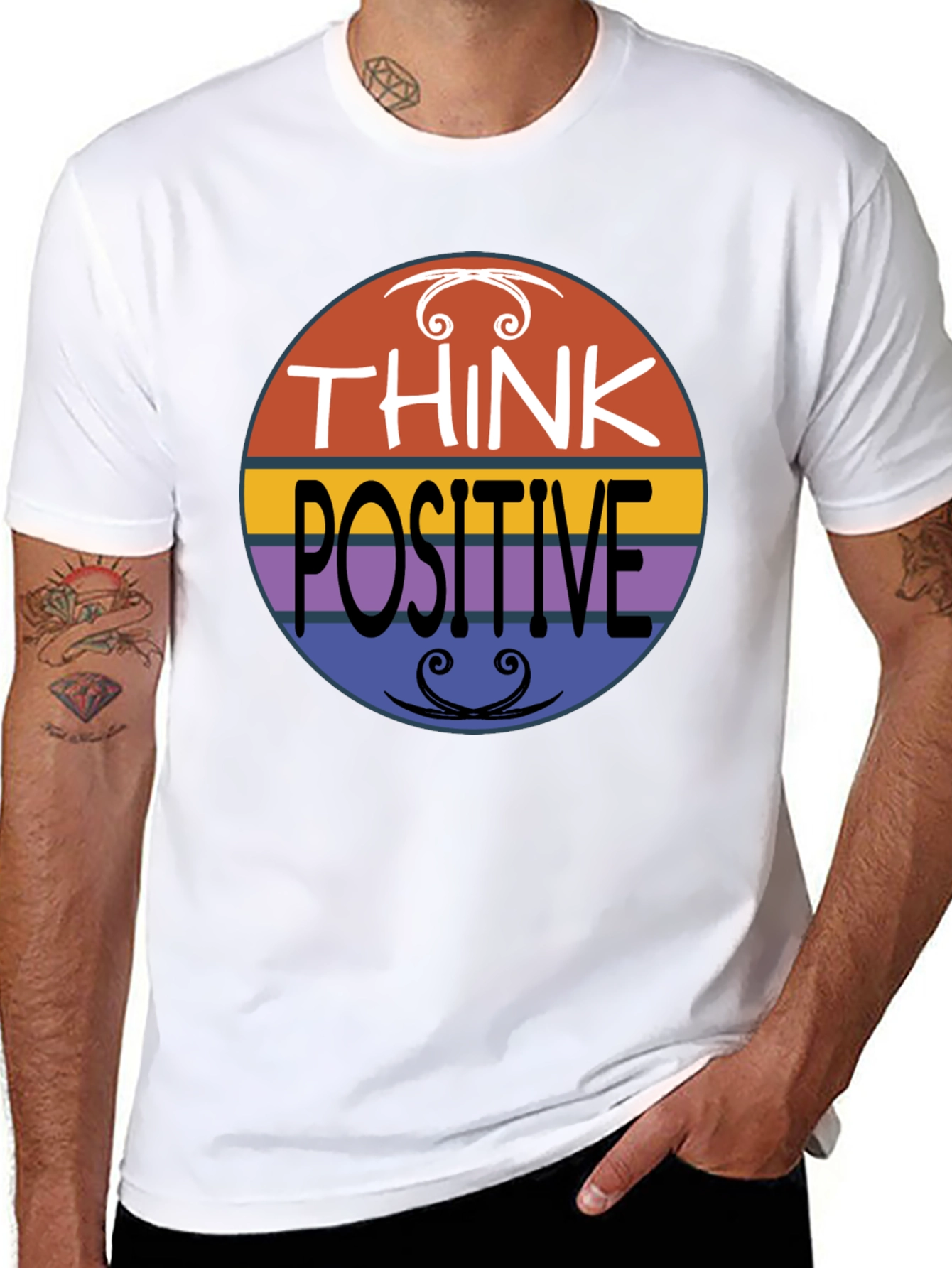 Think Positive Graphic Tee - Retro Style