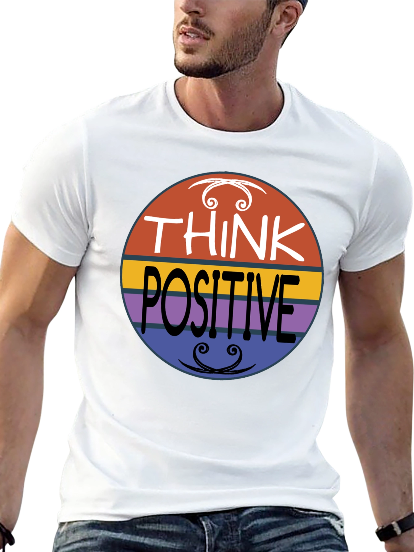 Think Positive Graphic Tee - Retro Style