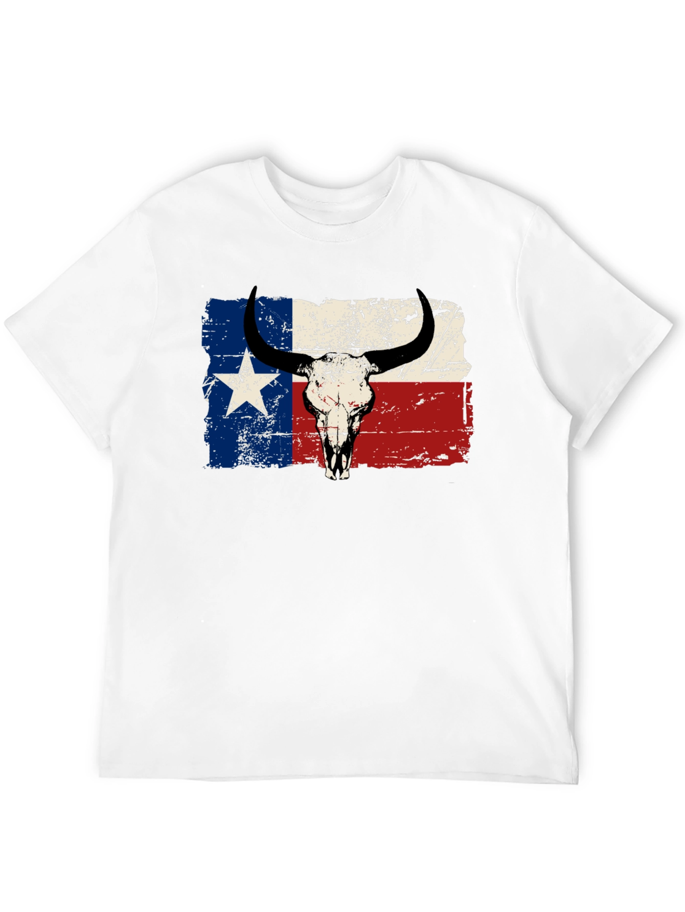 Texas Flag Bull Skull Graphic T-Shirt