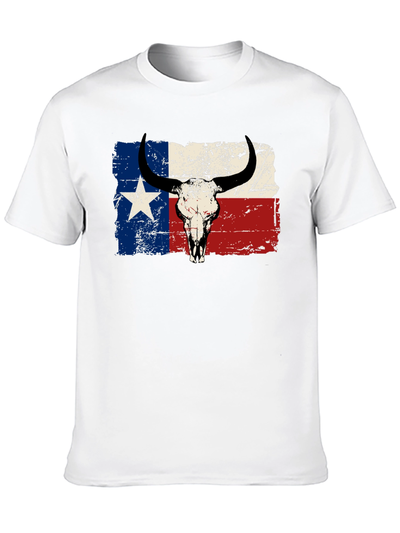 Texas Flag Bull Skull Graphic T-Shirt