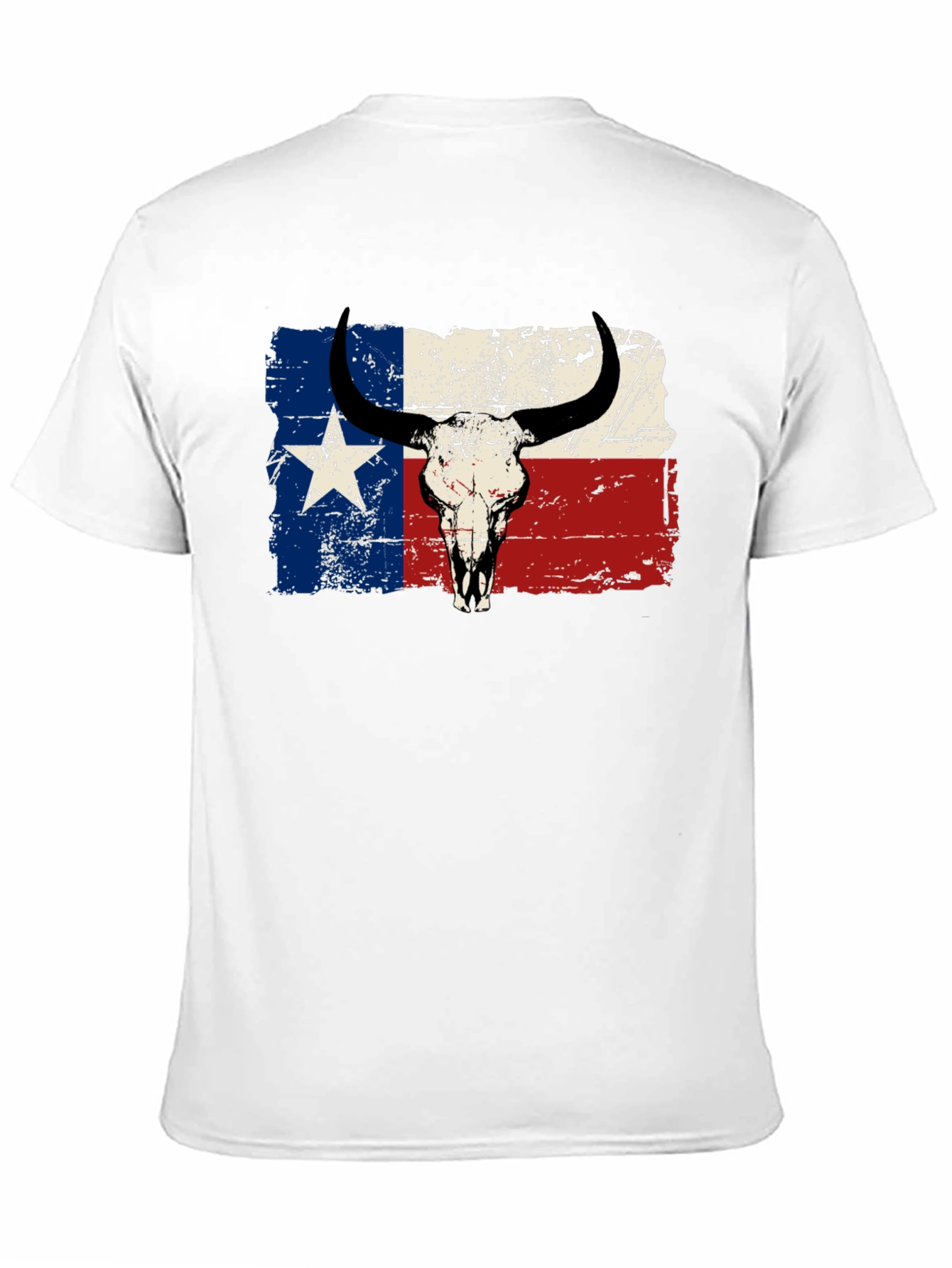 Texas Flag Bull Skull Graphic T-Shirt