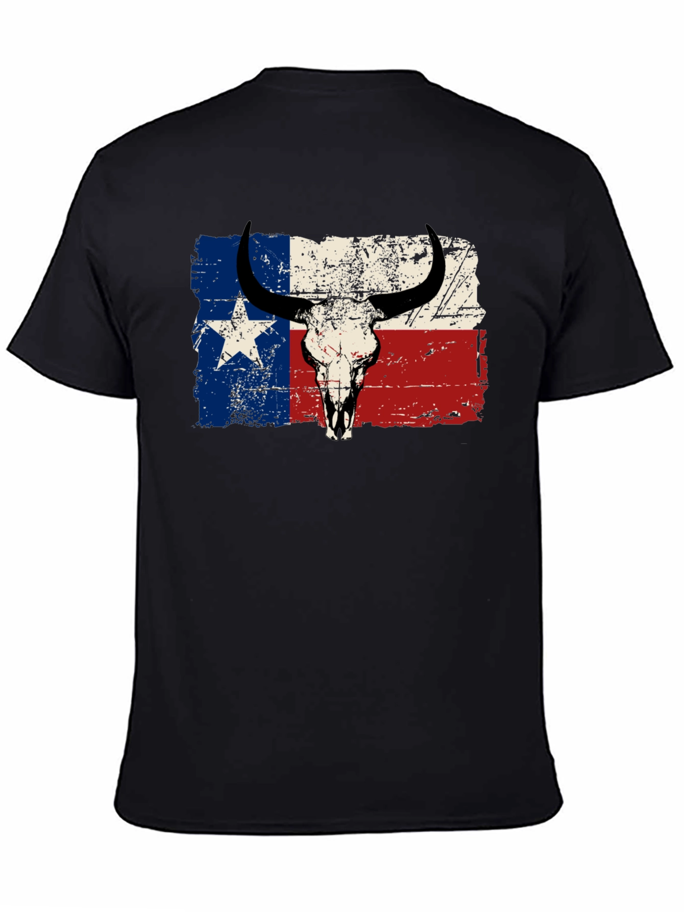 Texas Flag Bull Skull Graphic T-Shirt