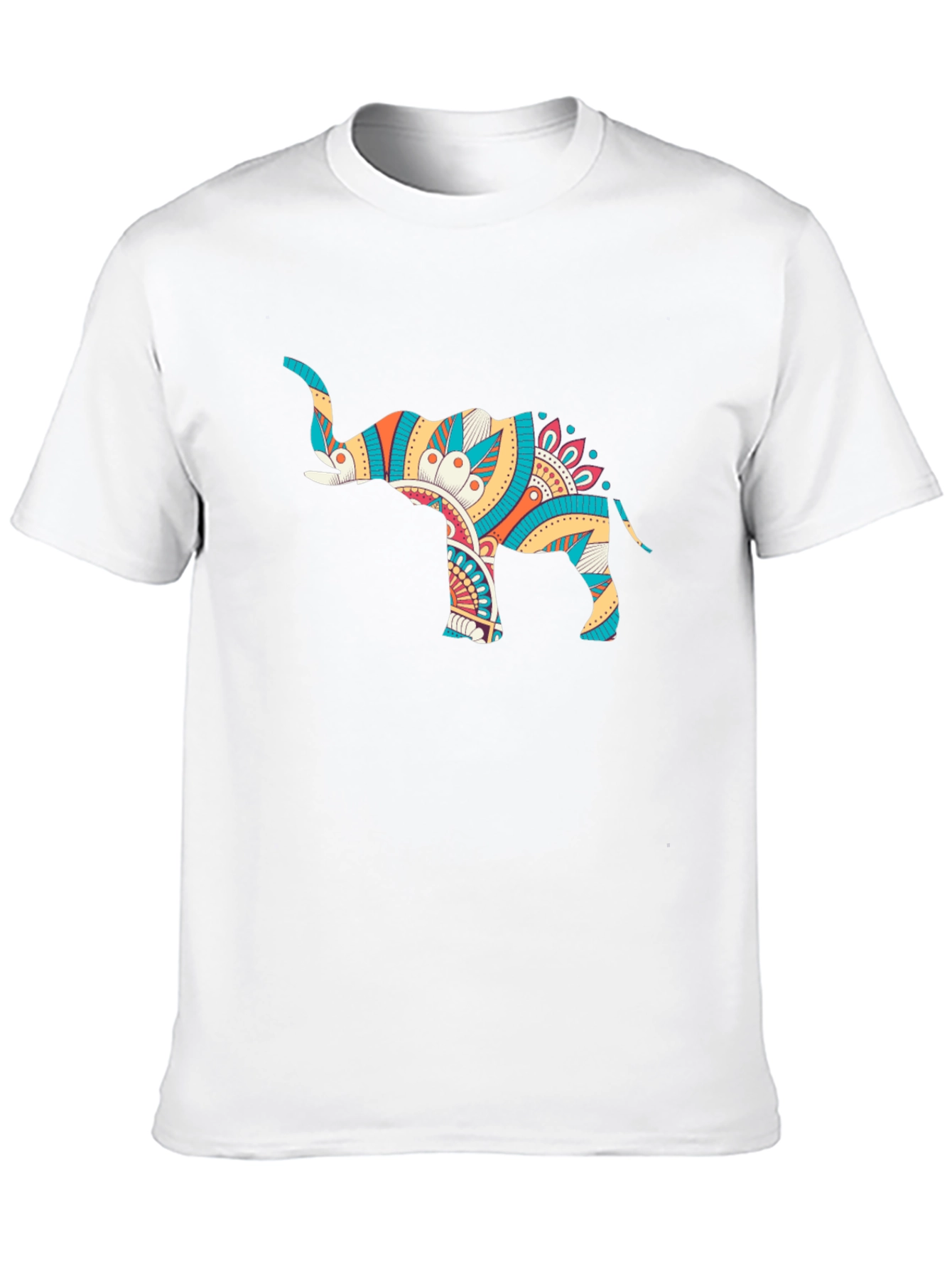 Mens Black Graphic Tee - Elephant Mandala Design