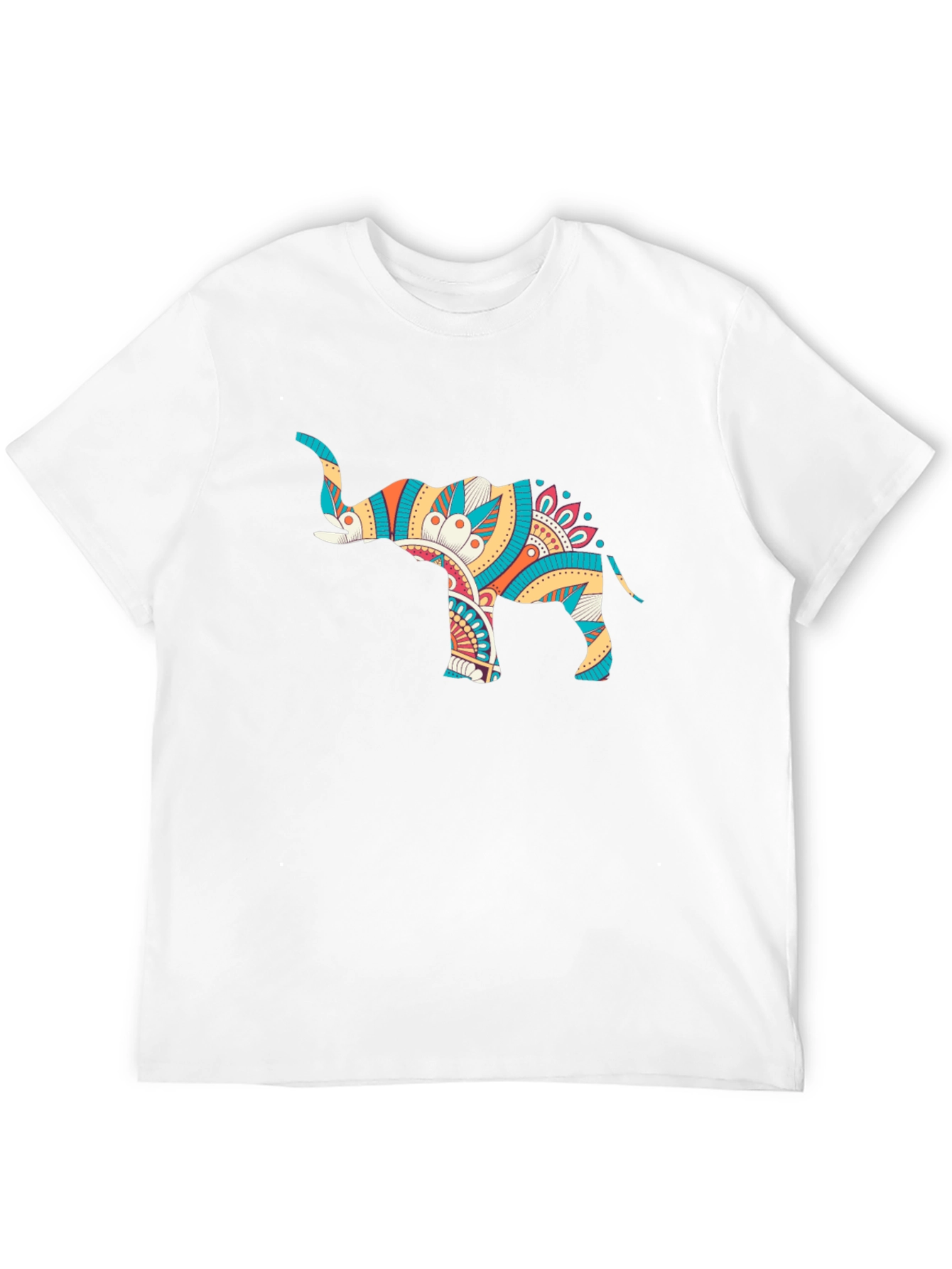 Mens Black Graphic Tee - Elephant Mandala Design