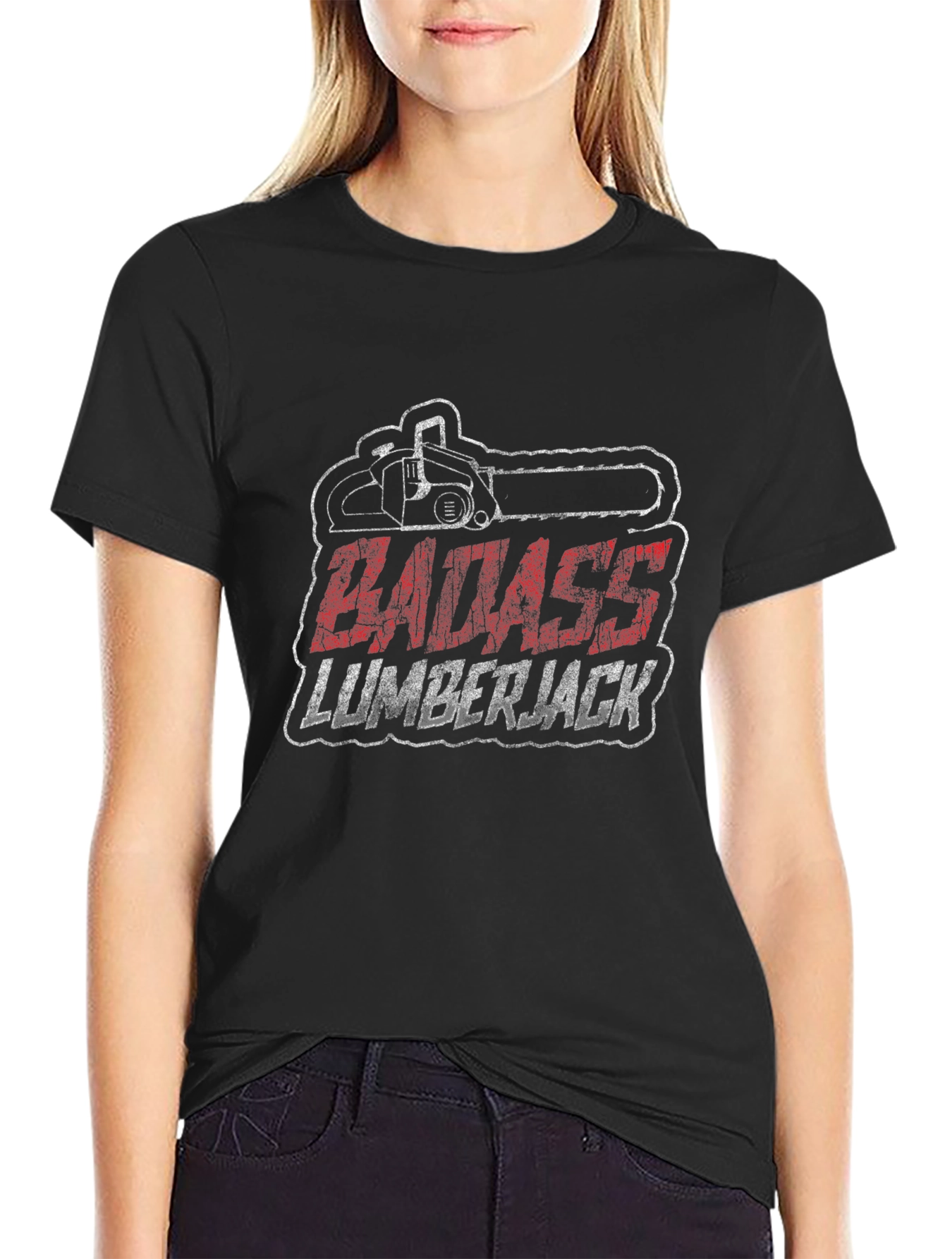 Badass Lumberjack Graphic T-Shirt - Chainsaw Design
