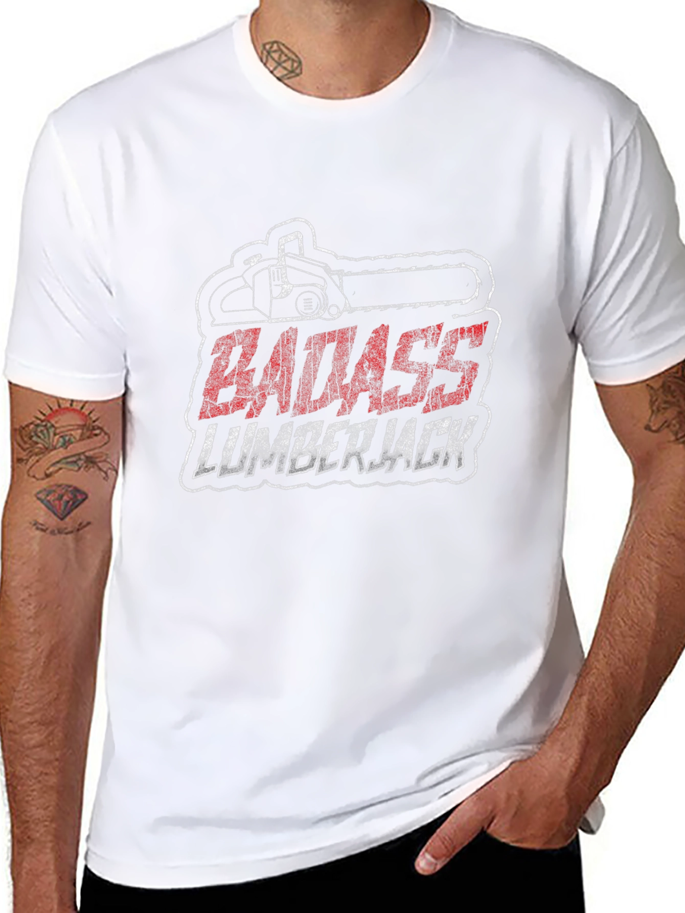 Badass Lumberjack Graphic T-Shirt - Chainsaw Design