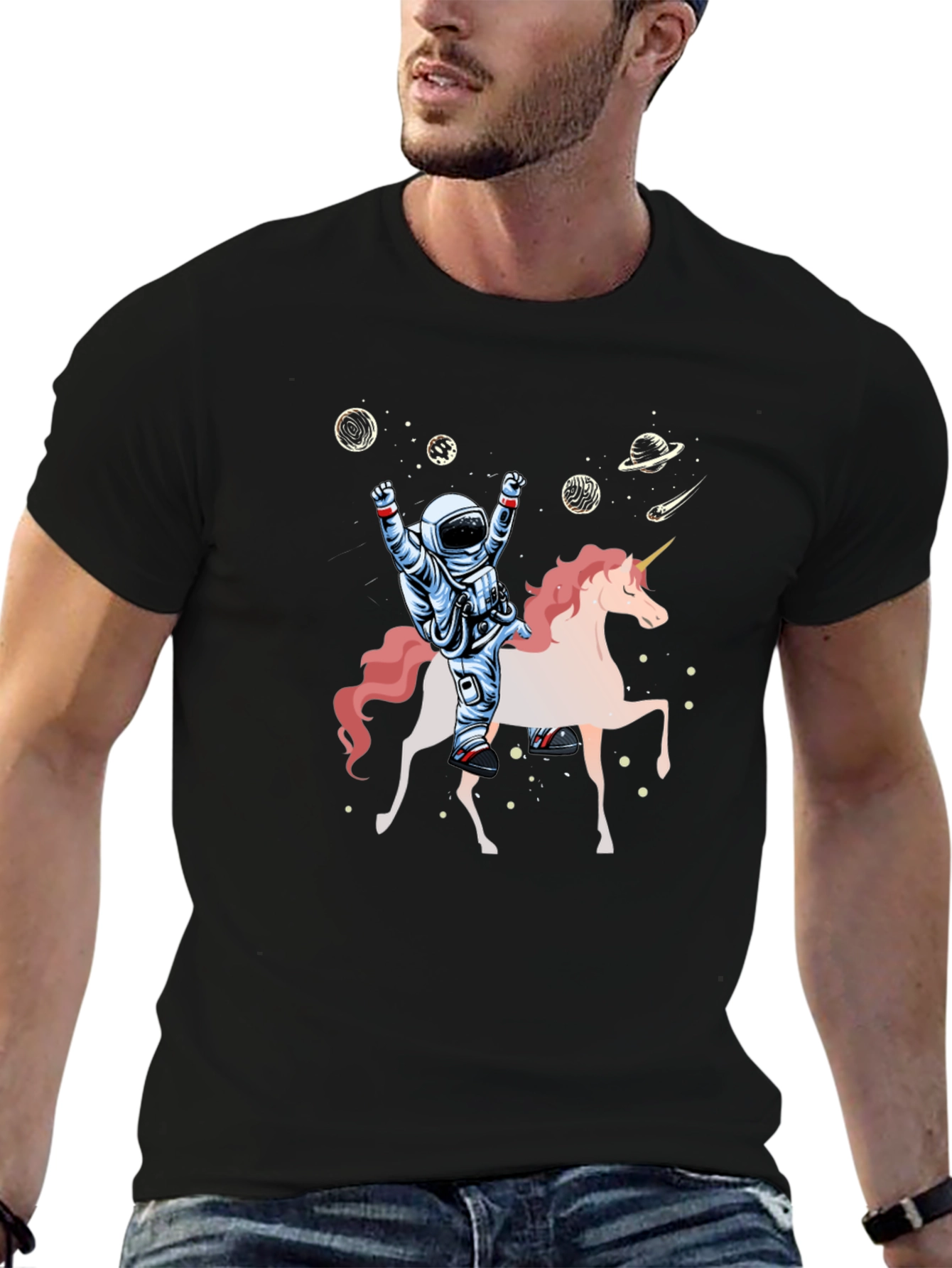 Astronaut Riding Unicorn Graphic Tee