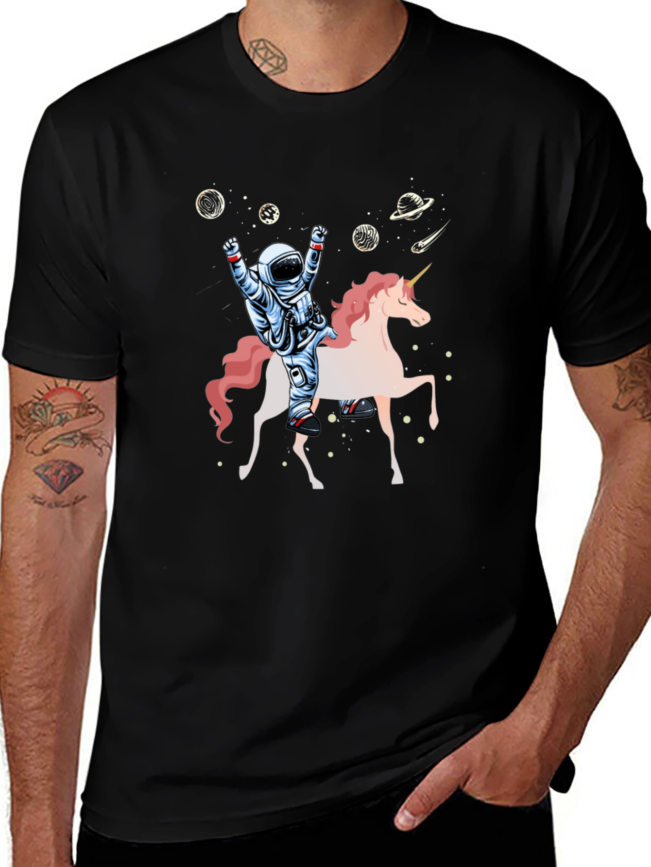 Astronaut Riding Unicorn Graphic Tee