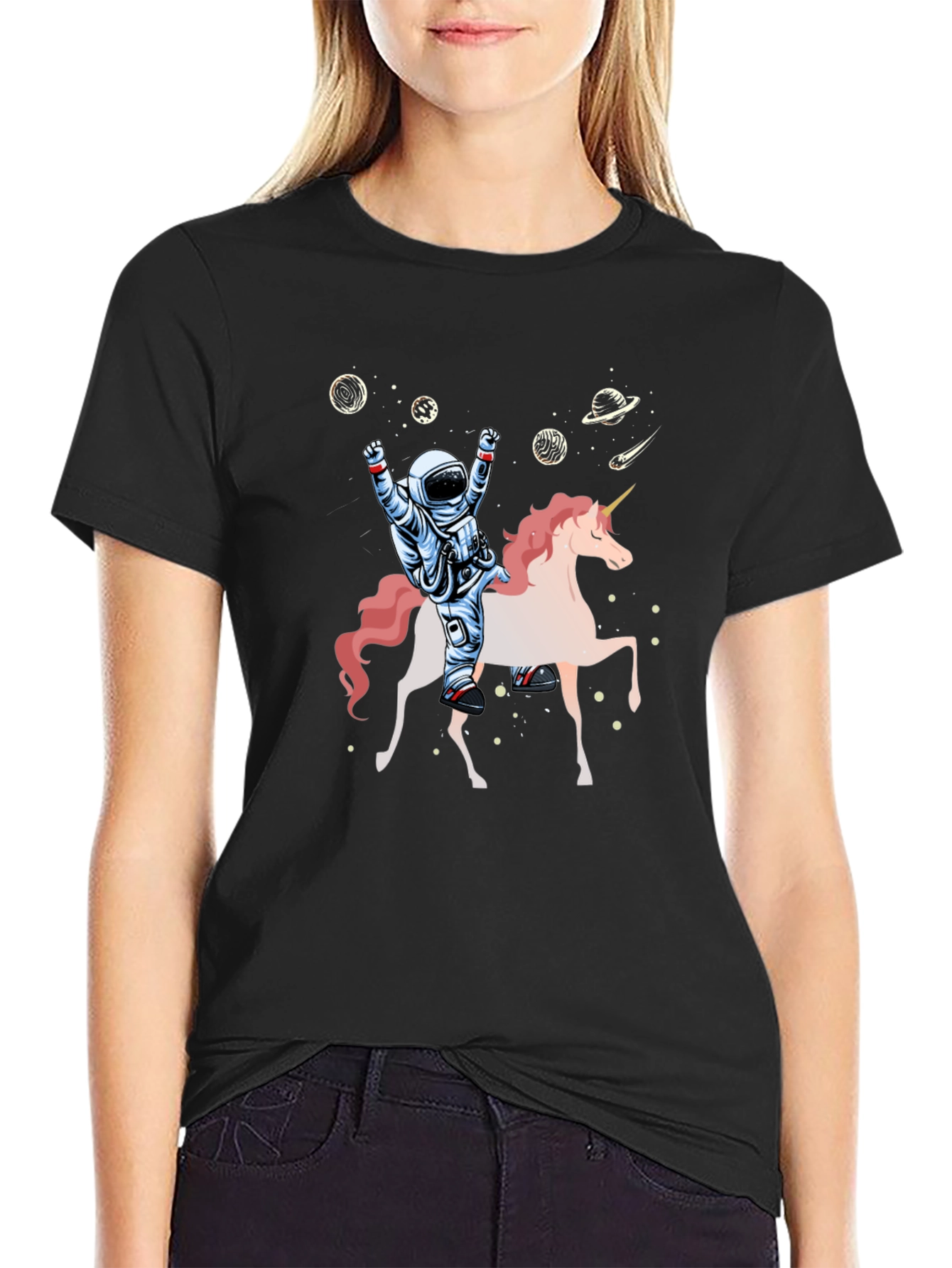 Astronaut Riding Unicorn Graphic Tee