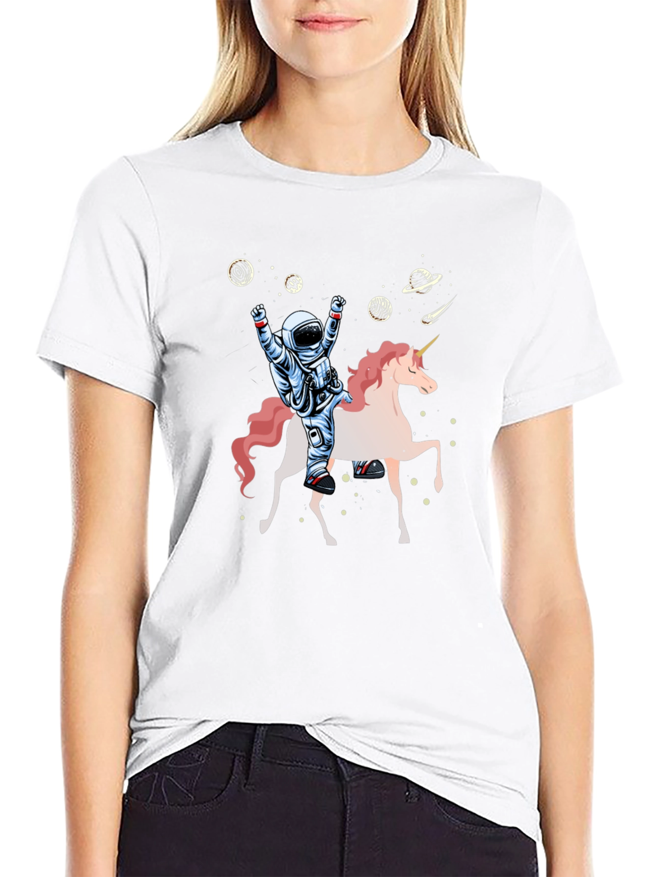 Astronaut Riding Unicorn Graphic Tee
