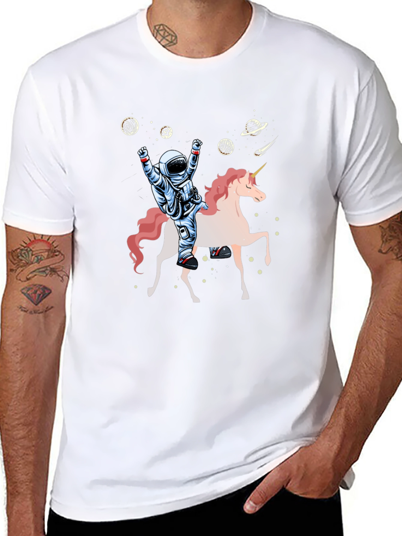 Astronaut Riding Unicorn Graphic Tee