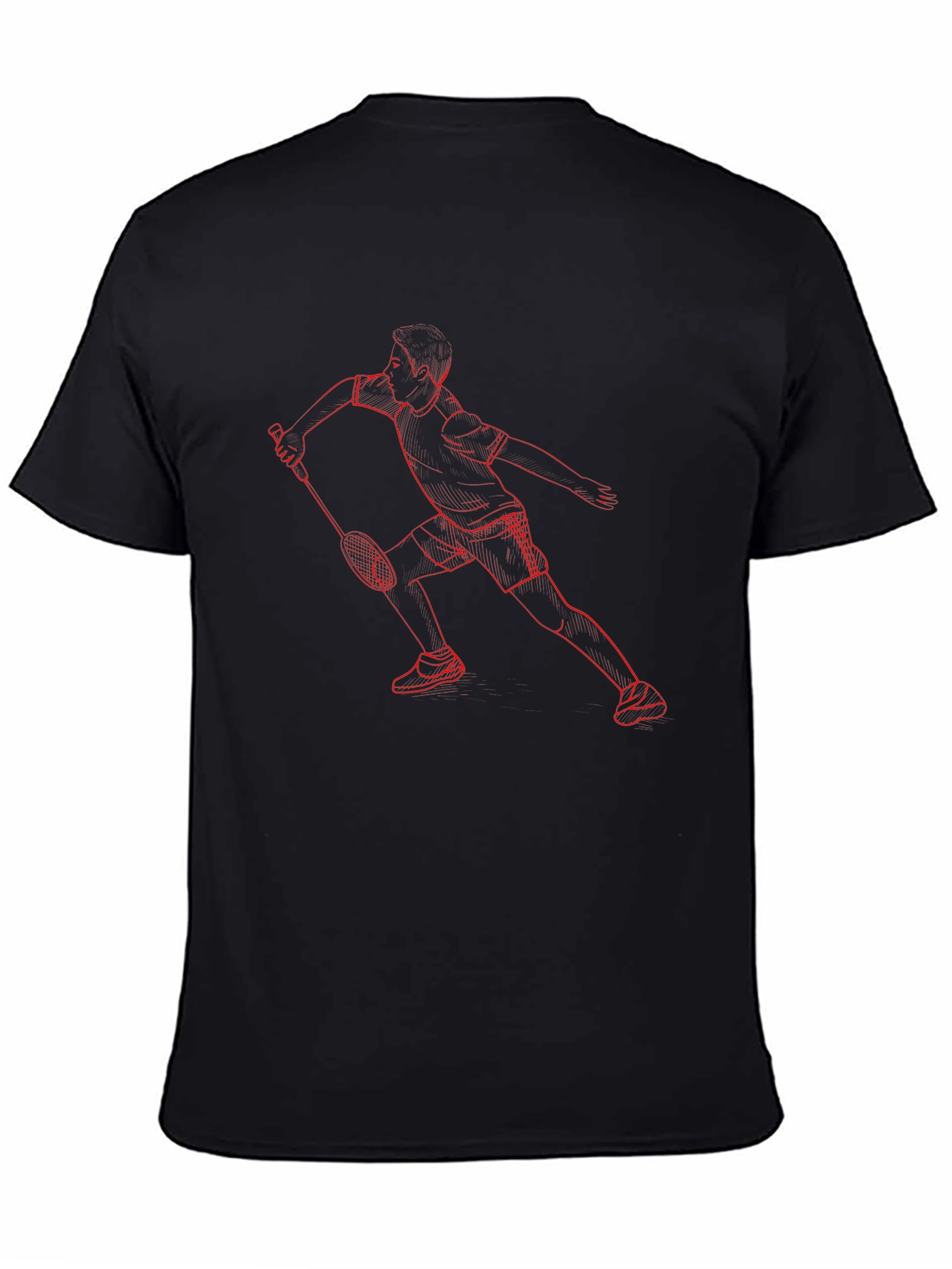 Badminton Player Graphic Tee - Black