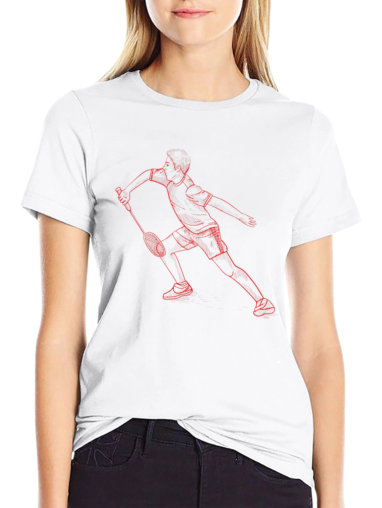 Badminton Player Graphic Tee - Black