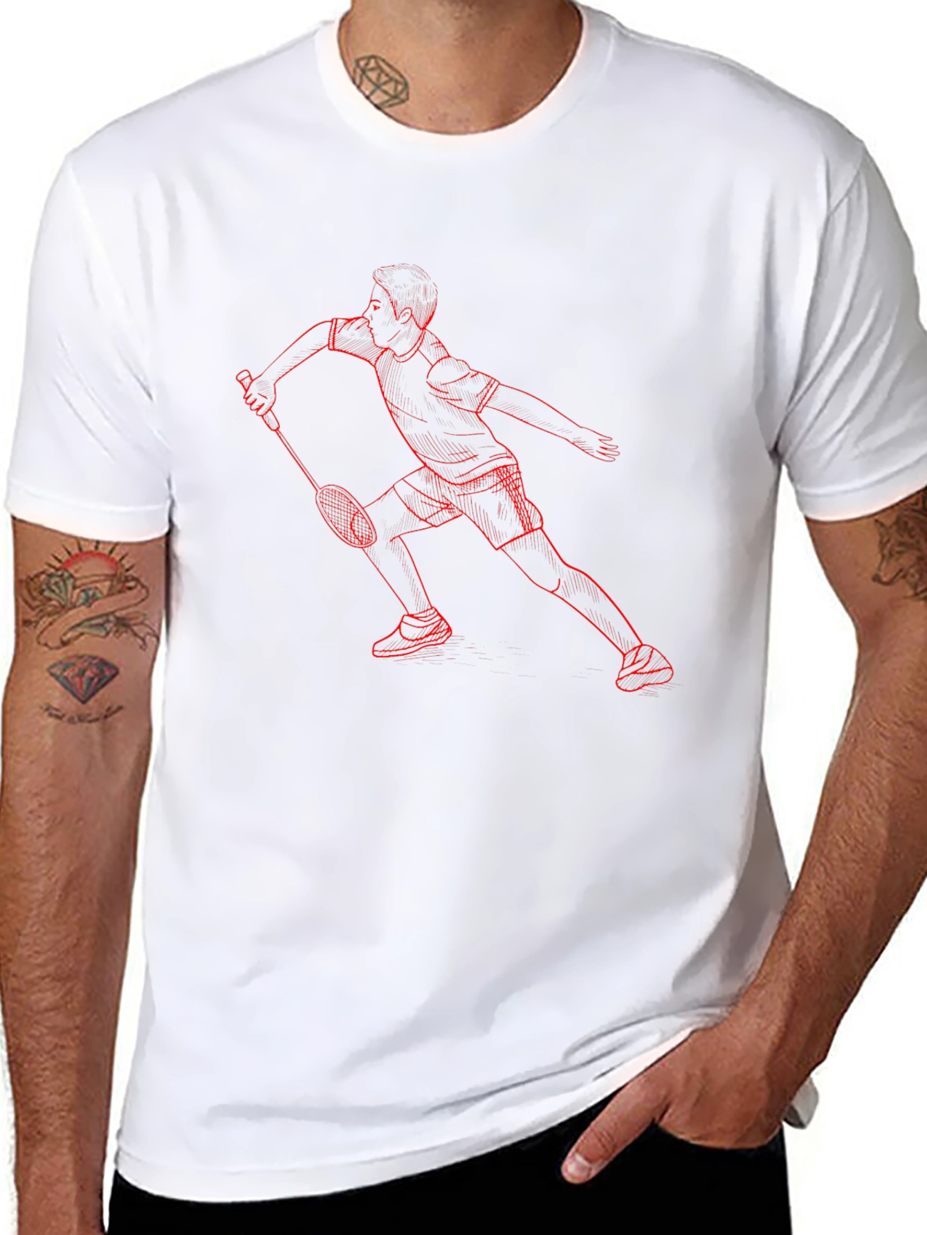 Badminton Player Graphic Tee - Black