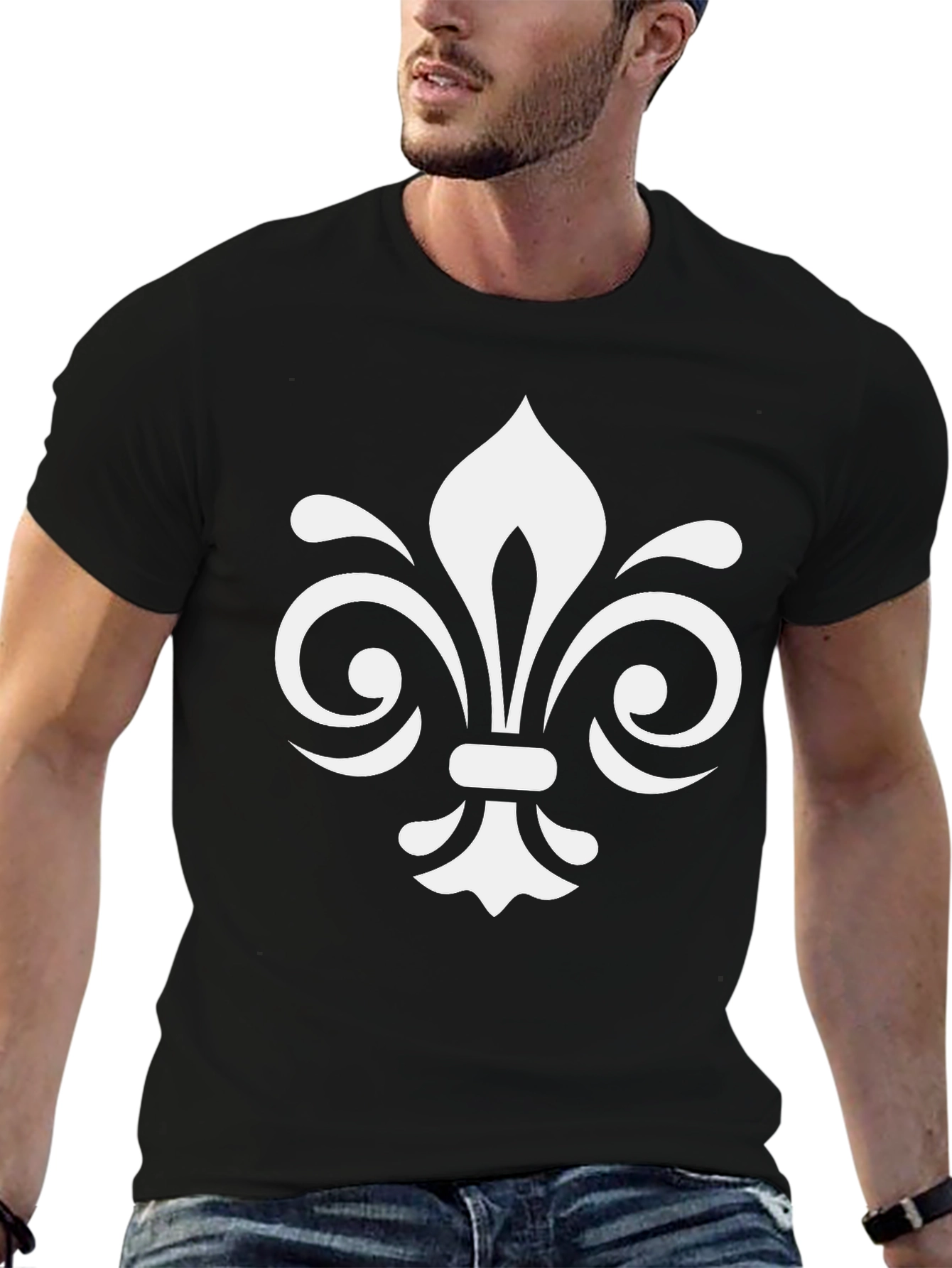Fleur-de-lis Graphic Tee - Stylish Black Cotton T-Shirt