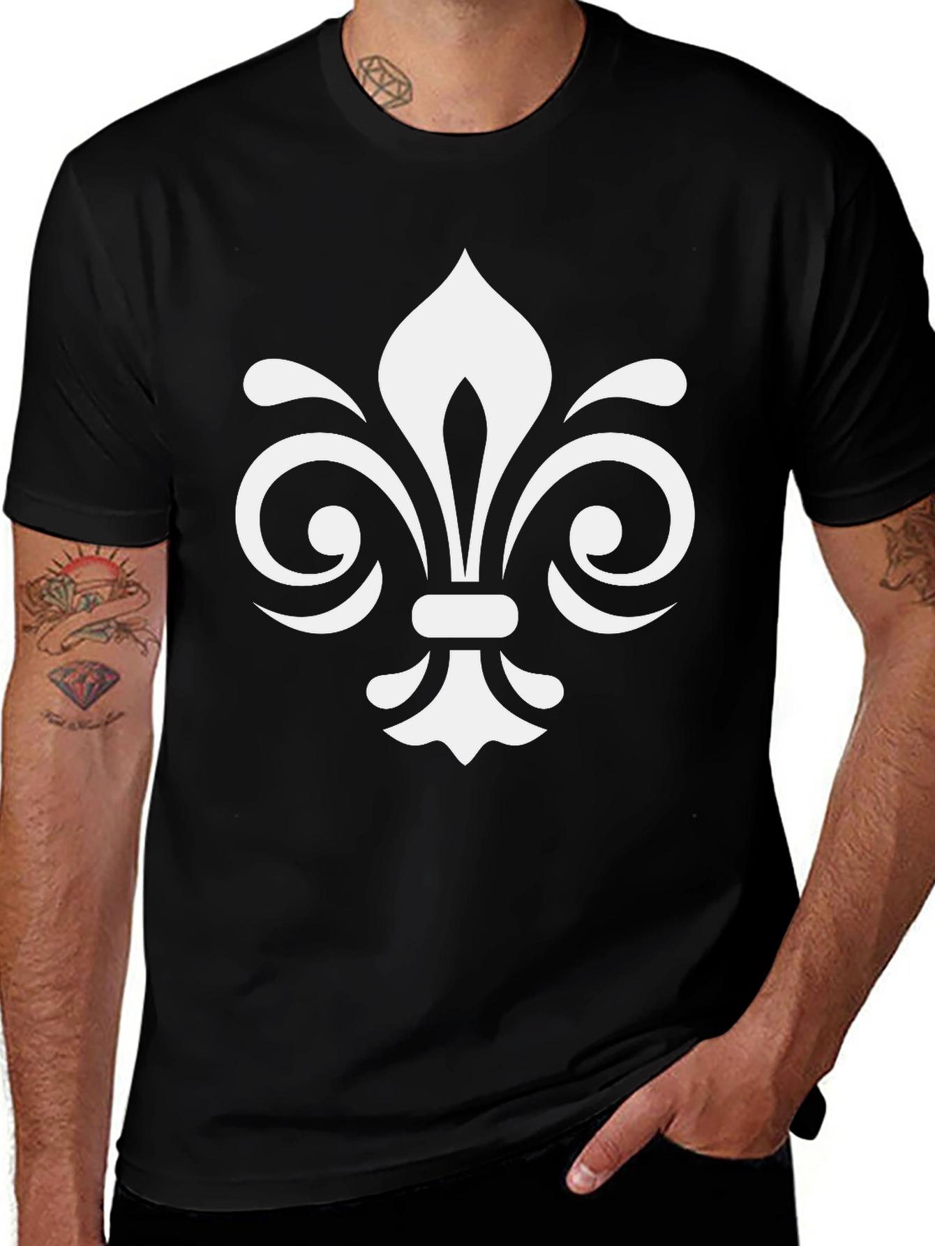 Fleur-de-lis Graphic Tee - Stylish Black Cotton T-Shirt