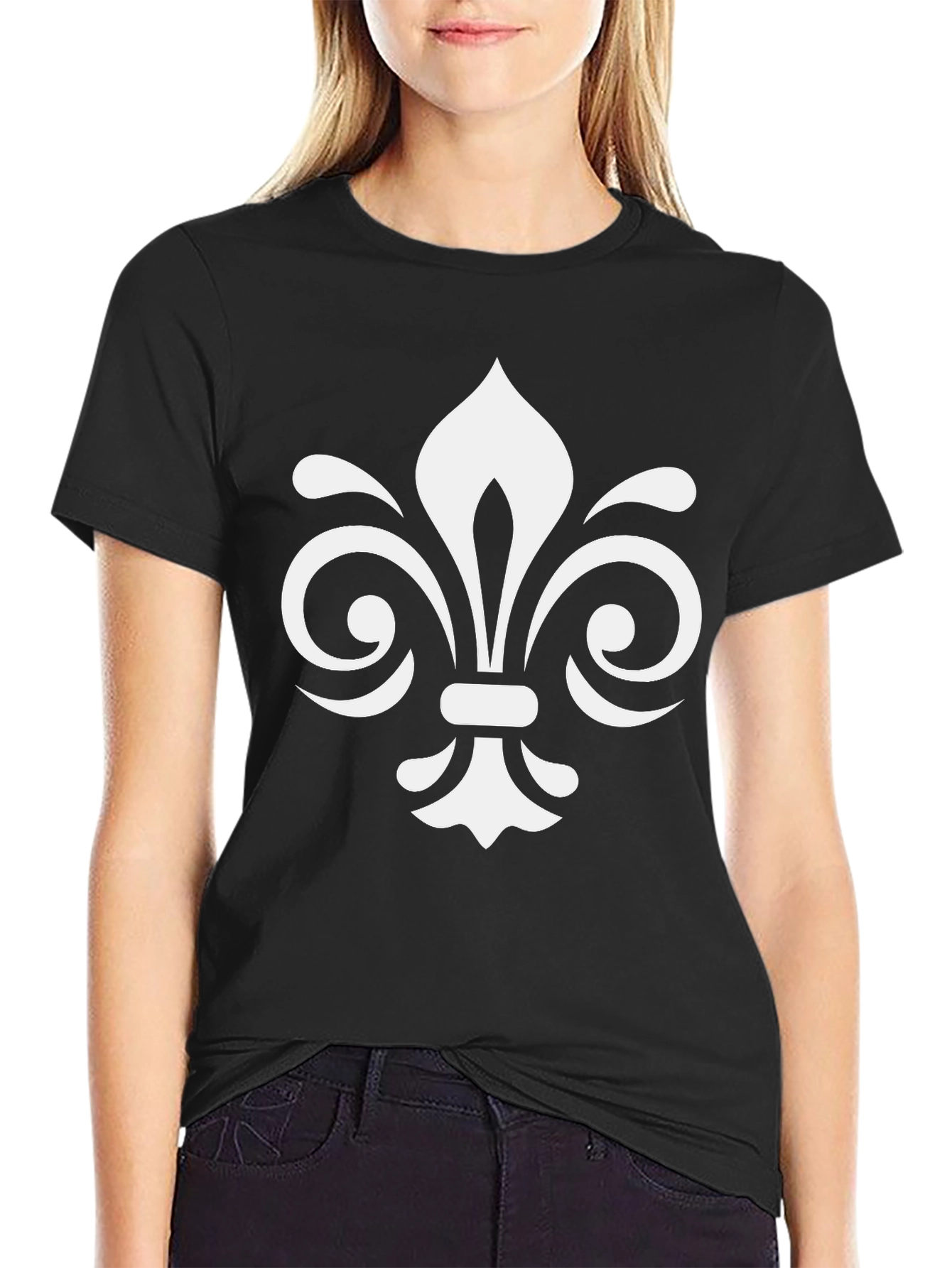 Fleur-de-lis Graphic Tee - Stylish Black Cotton T-Shirt