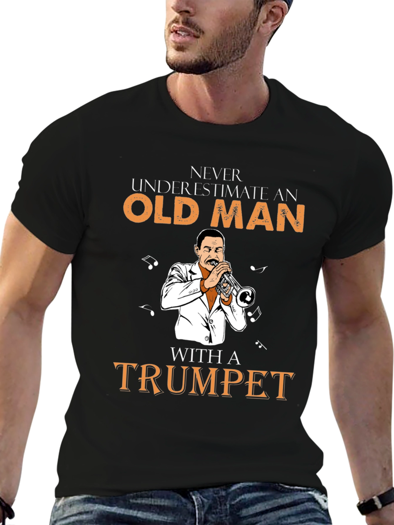 Never Underestimate Old Man with Trumpet T-Shirt