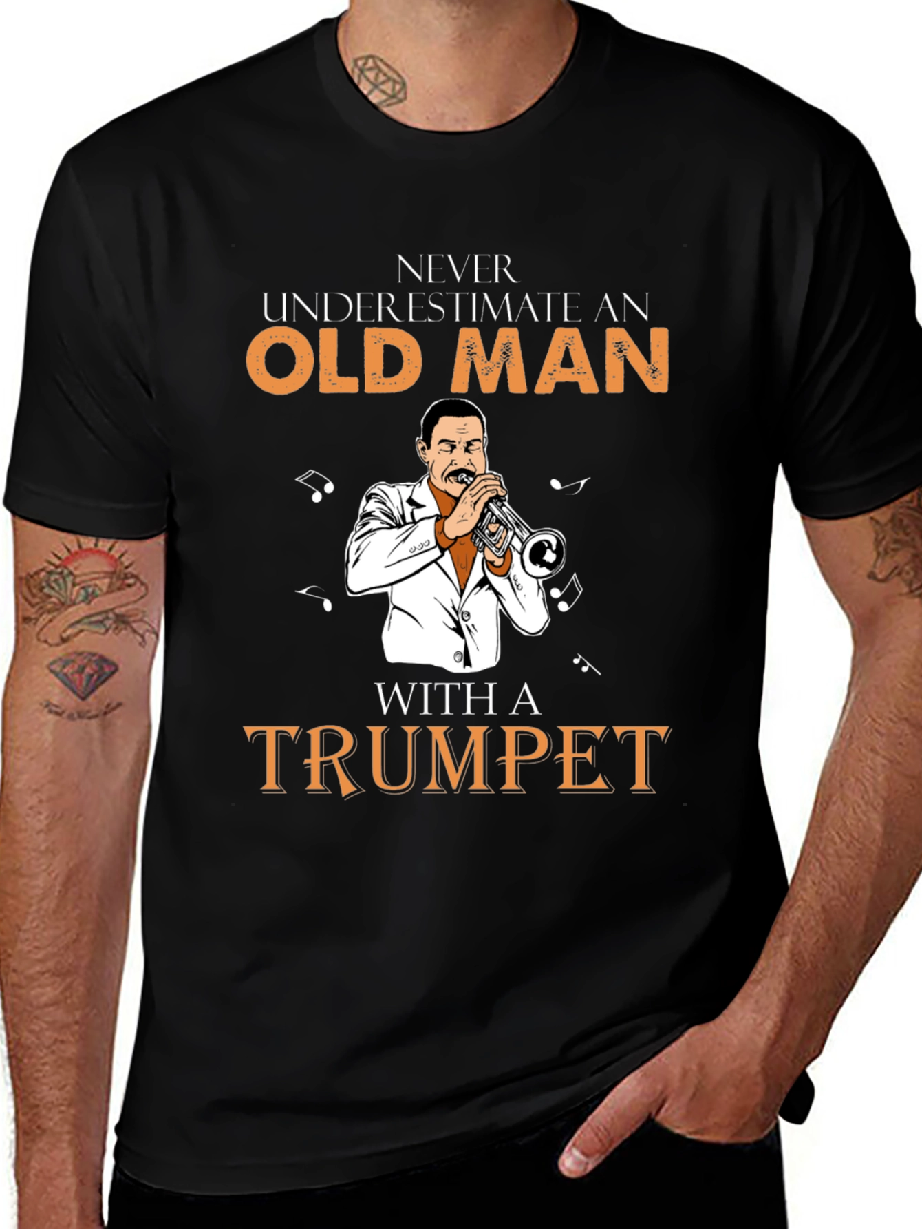 Never Underestimate Old Man with Trumpet T-Shirt