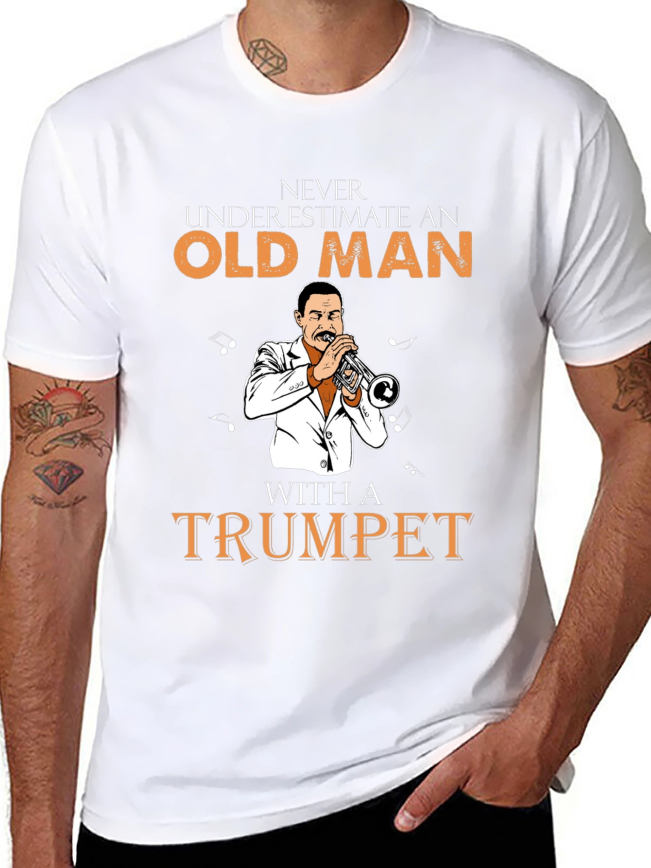 Never Underestimate Old Man with Trumpet T-Shirt