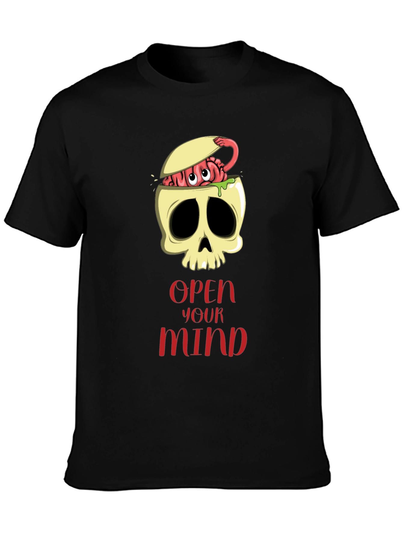 Open Your Mind Skull Brain Graphic Tee