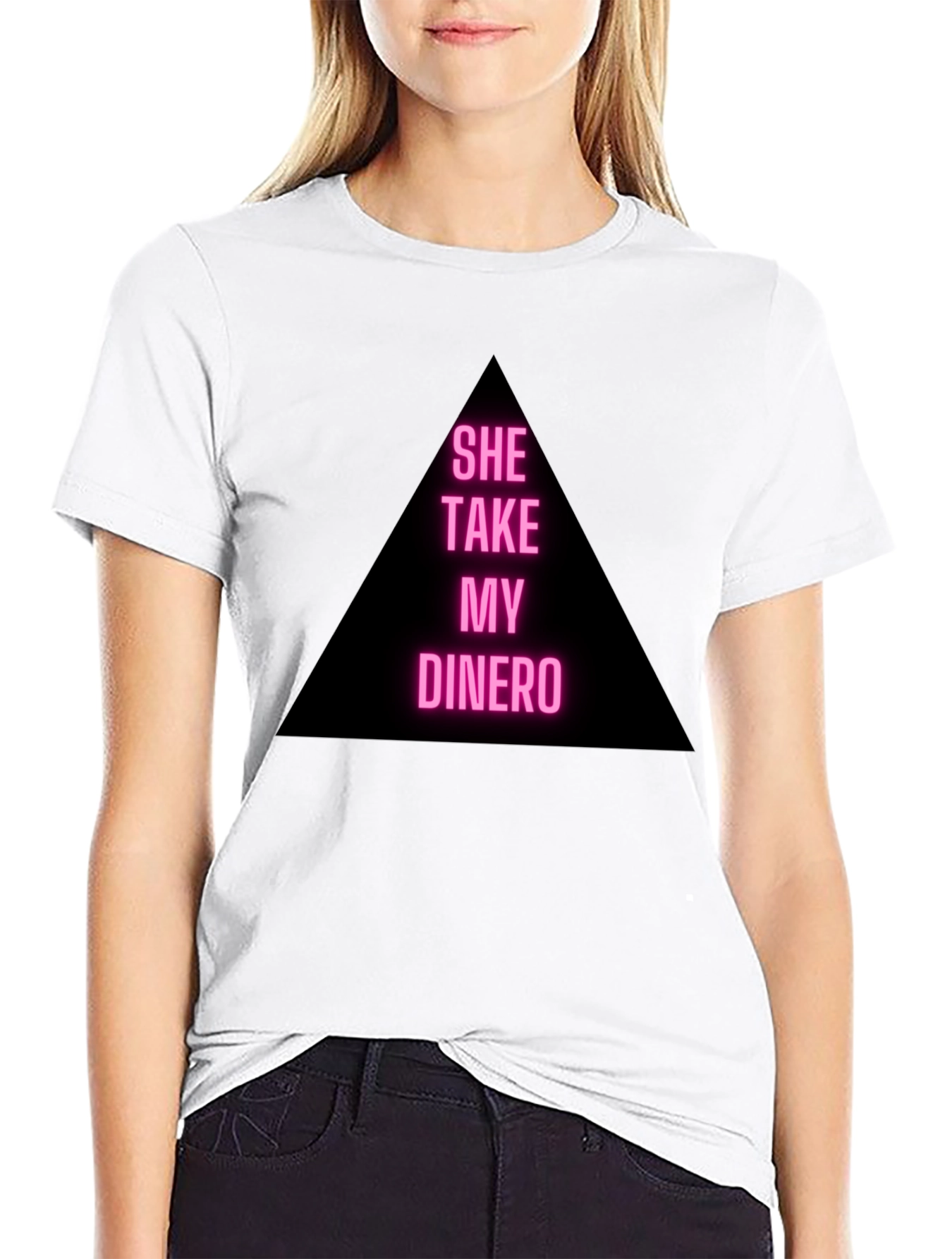 She Take My Dinero Black T-Shirt
