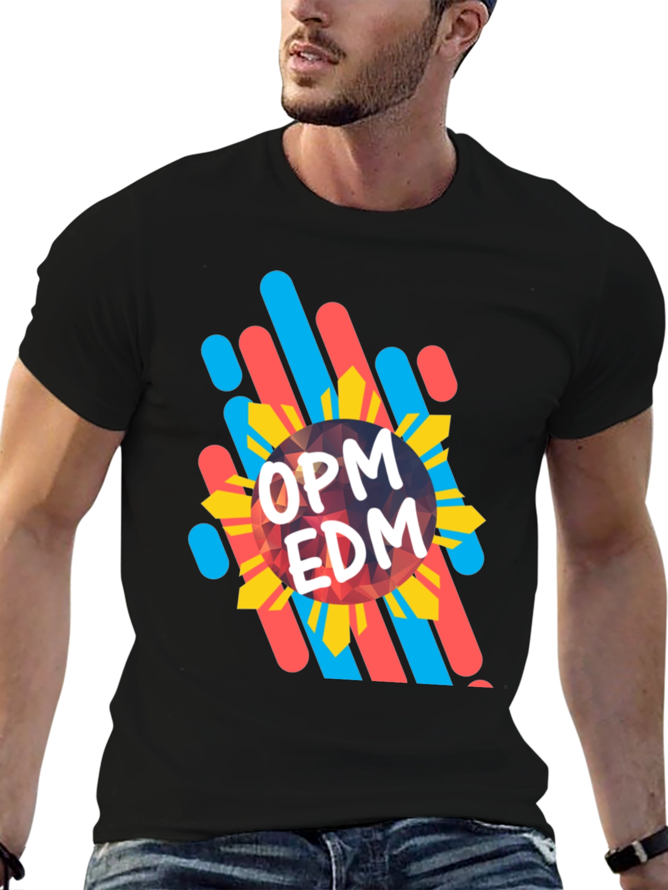 OPM EDM Graphic Tee - Stylish Black T-Shirt