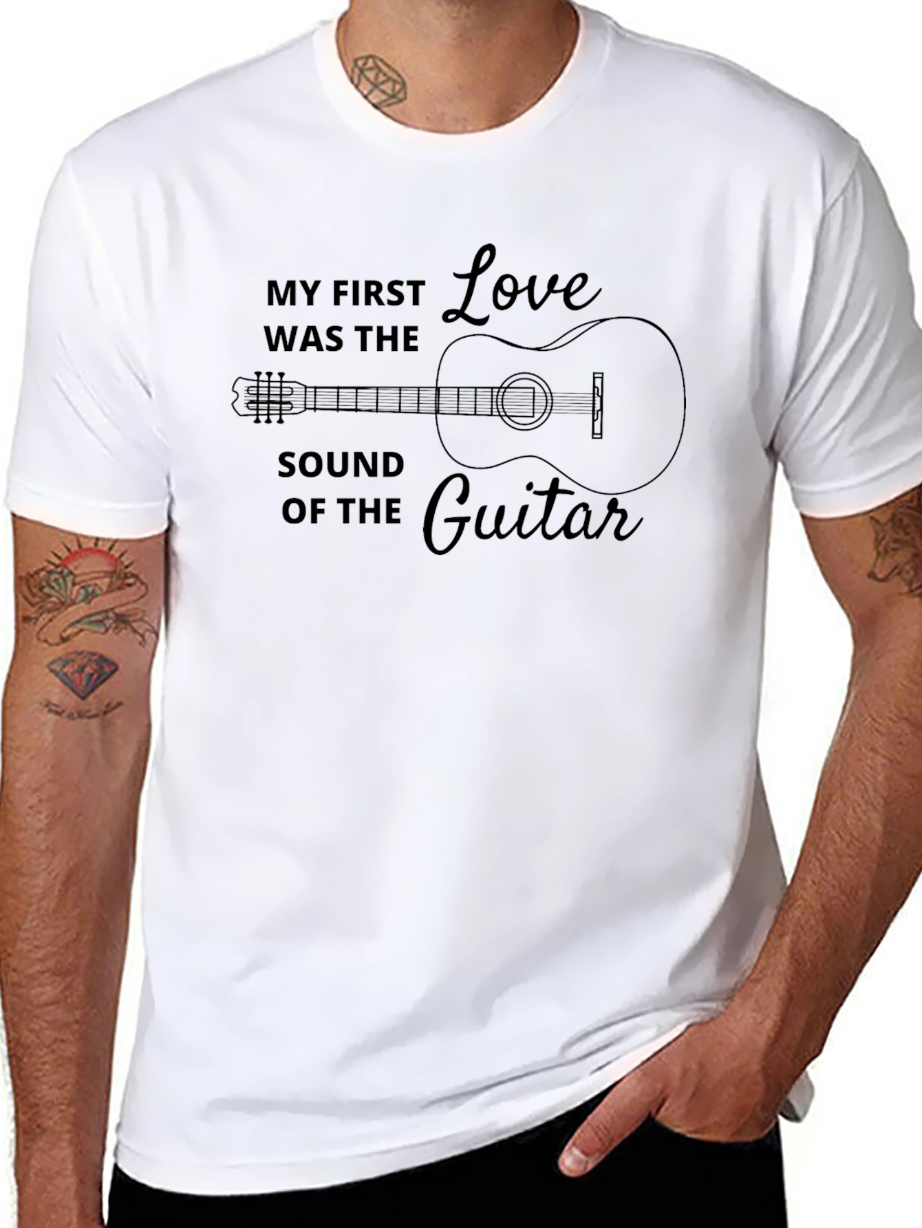 Guitar Sound Love Graphic Black T-Shirt