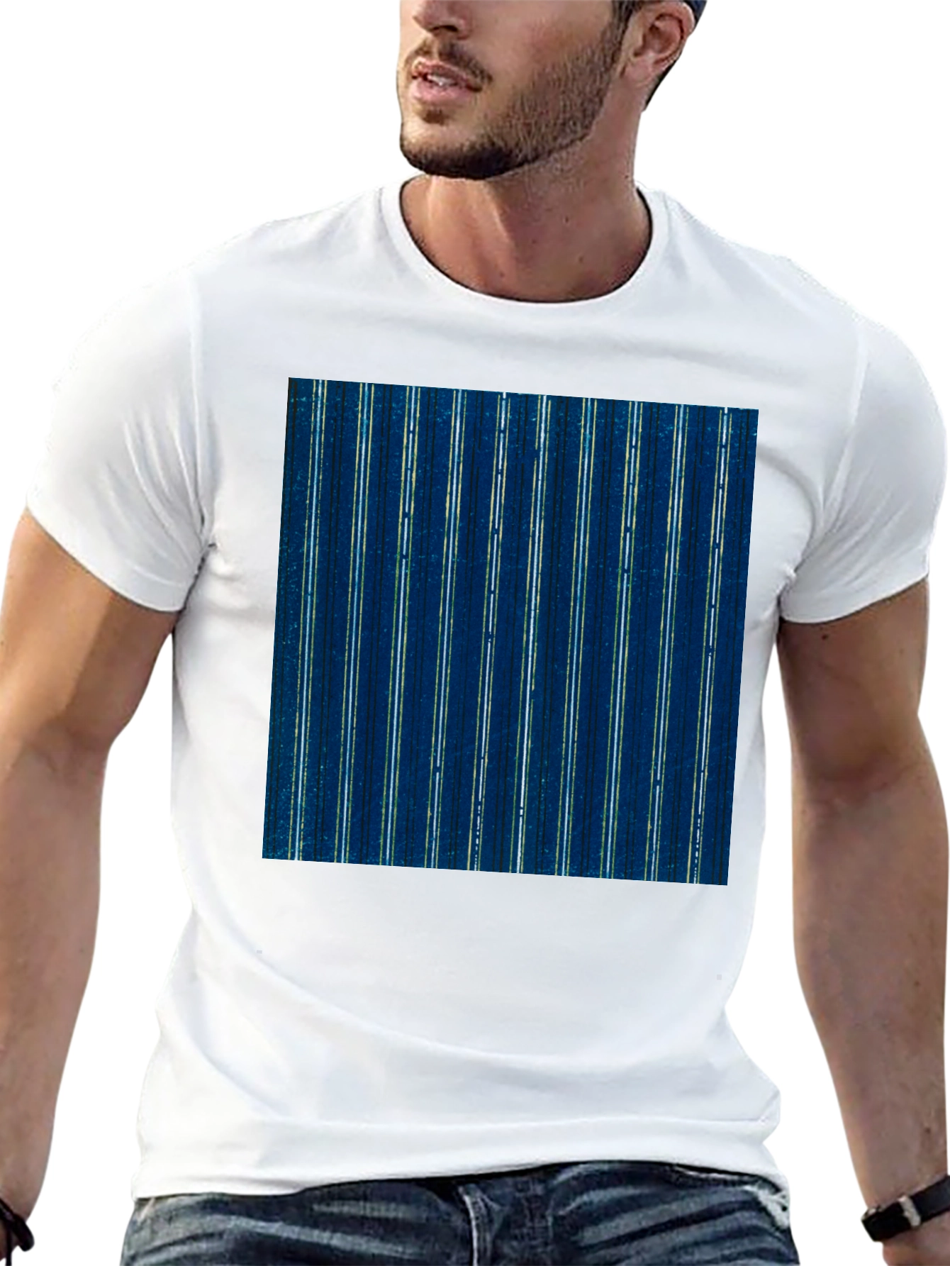 Stylish Striped T-Shirt - Indigo Blue Pattern