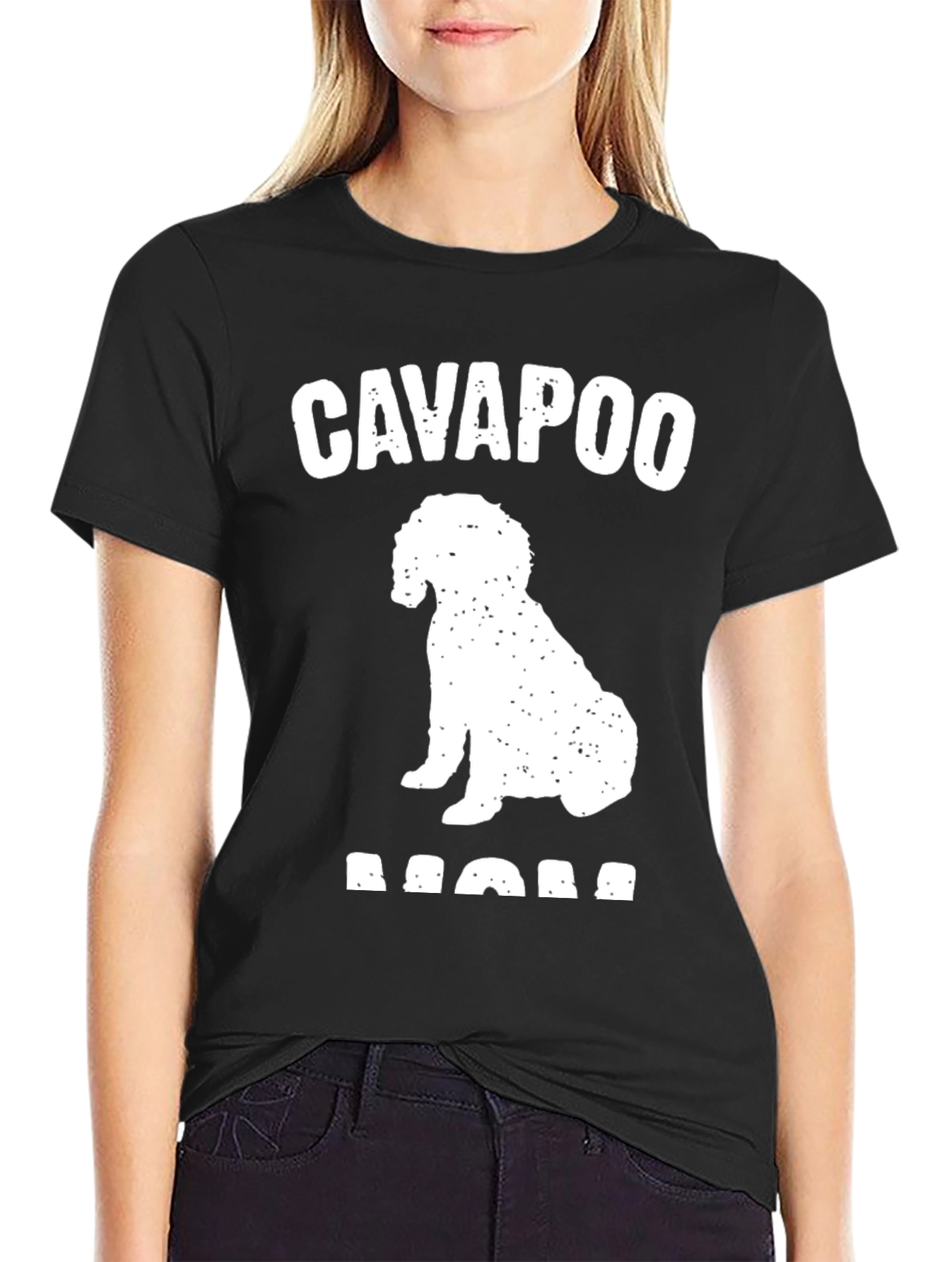 Cavapoo Mom Graphic T-Shirt - Black