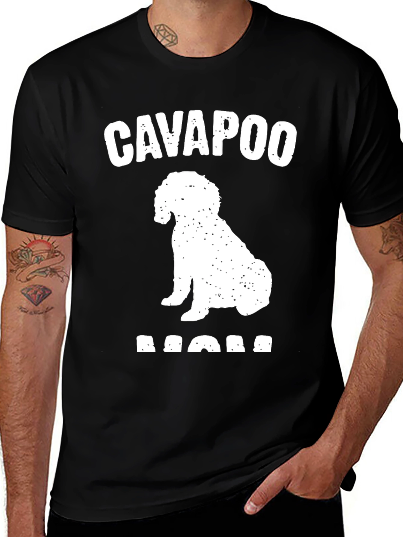 Cavapoo Mom Graphic T-Shirt - Black