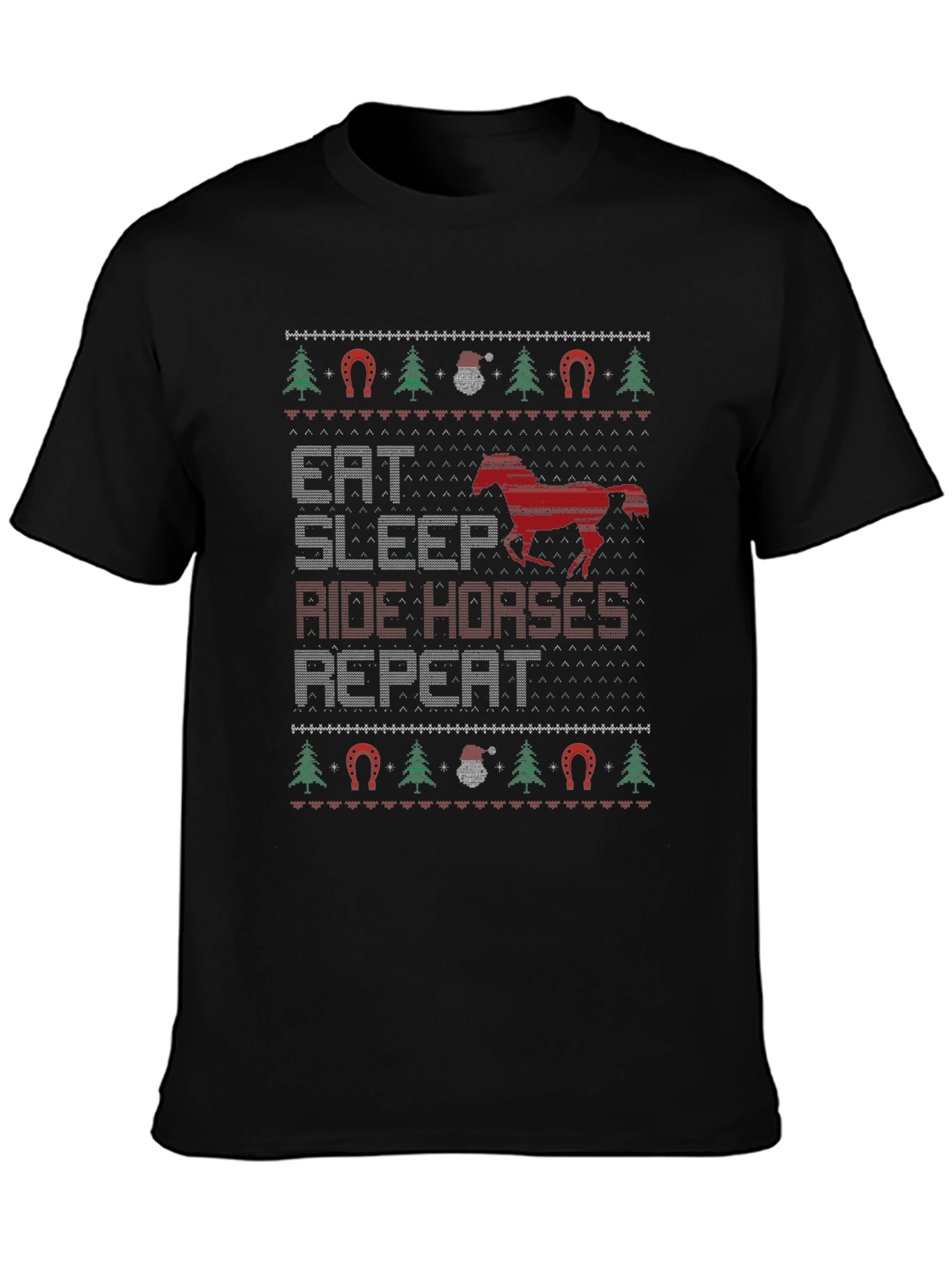 Eat Sleep Ride Horses Ugly Christmas Sweater T-Shirt