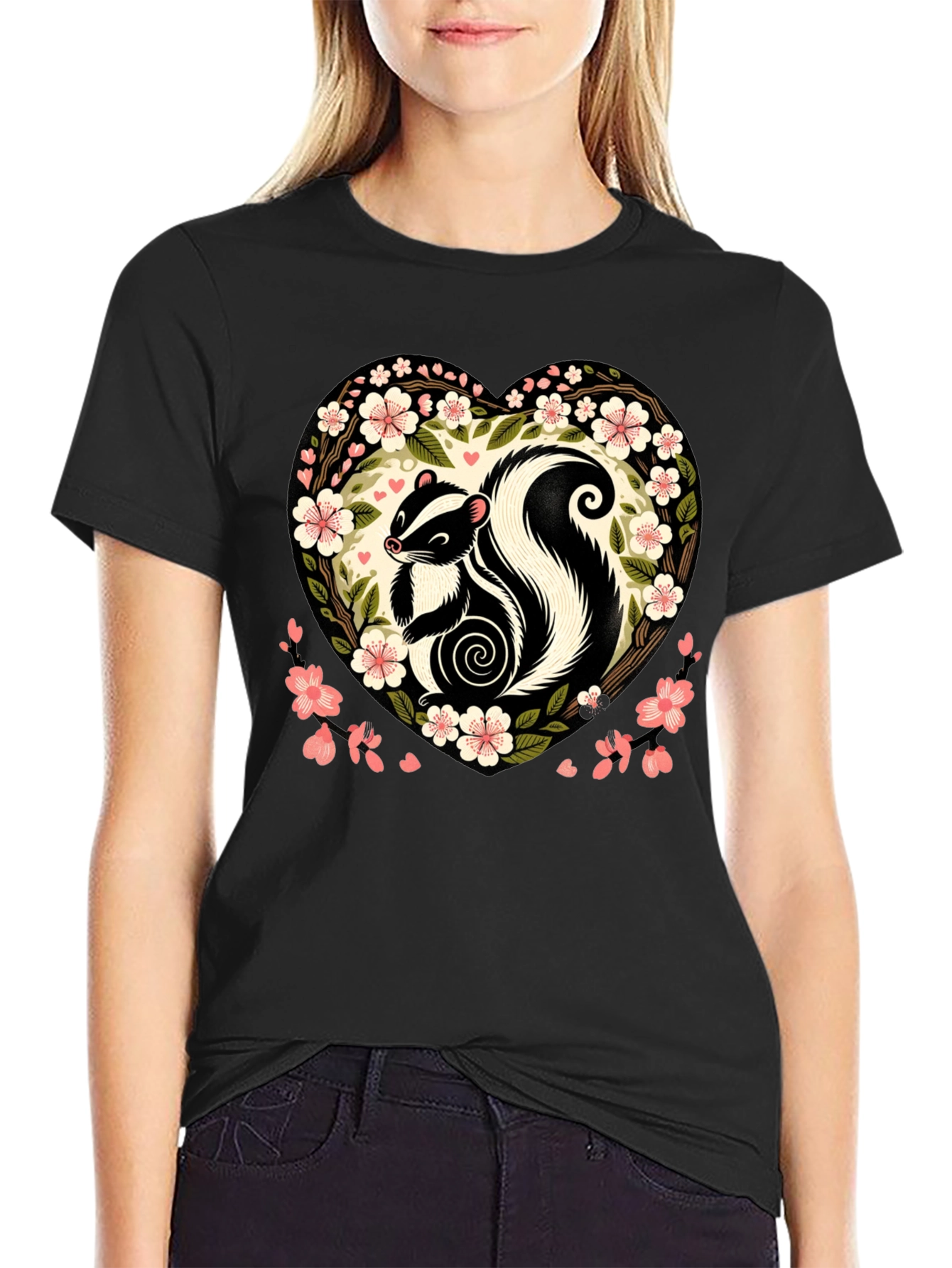 Skunk Heart Floral Graphic Tee