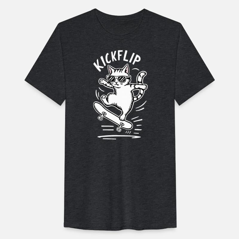 Kickflip Cat Wearing Sunglasses on Skateboard
