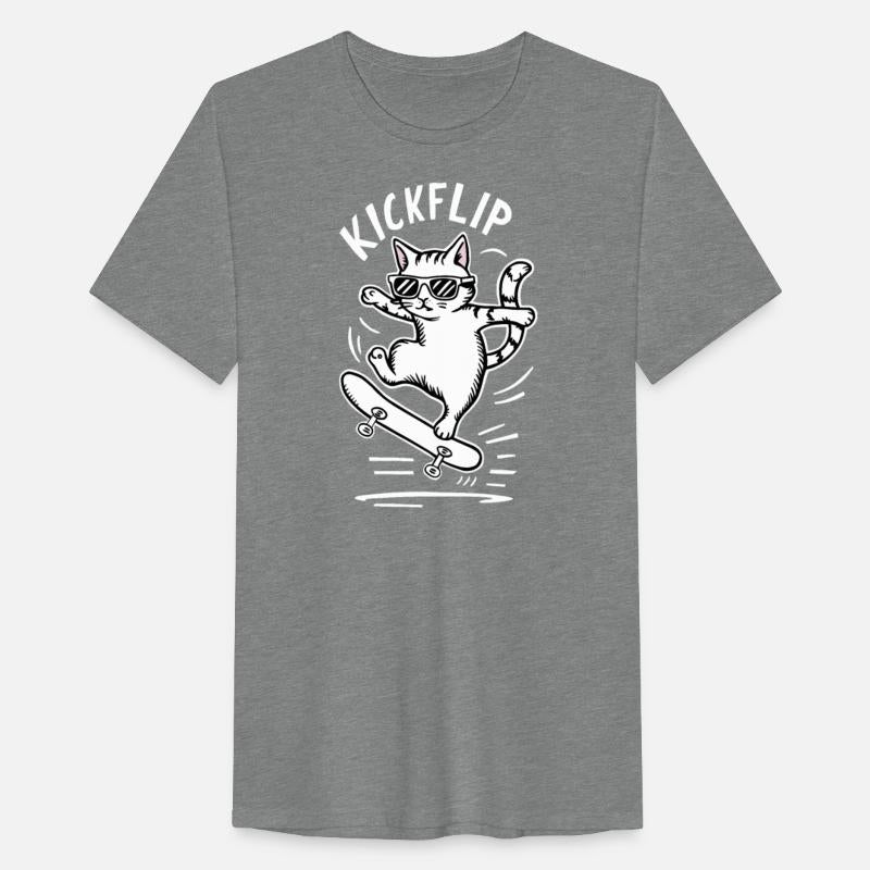 Kickflip Cat Wearing Sunglasses on Skateboard