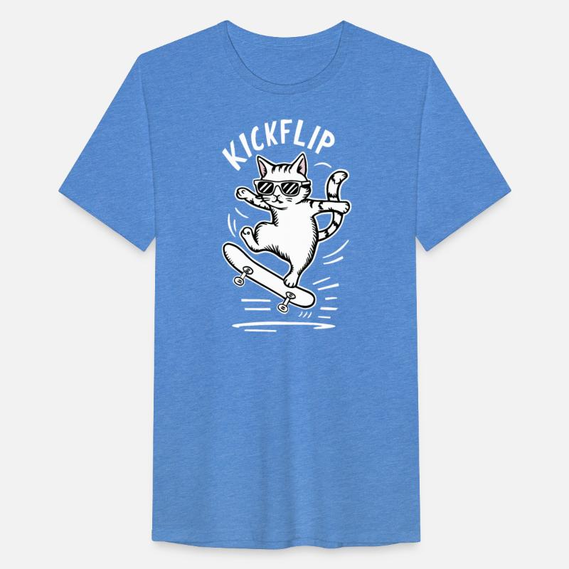 Kickflip Cat Wearing Sunglasses on Skateboard