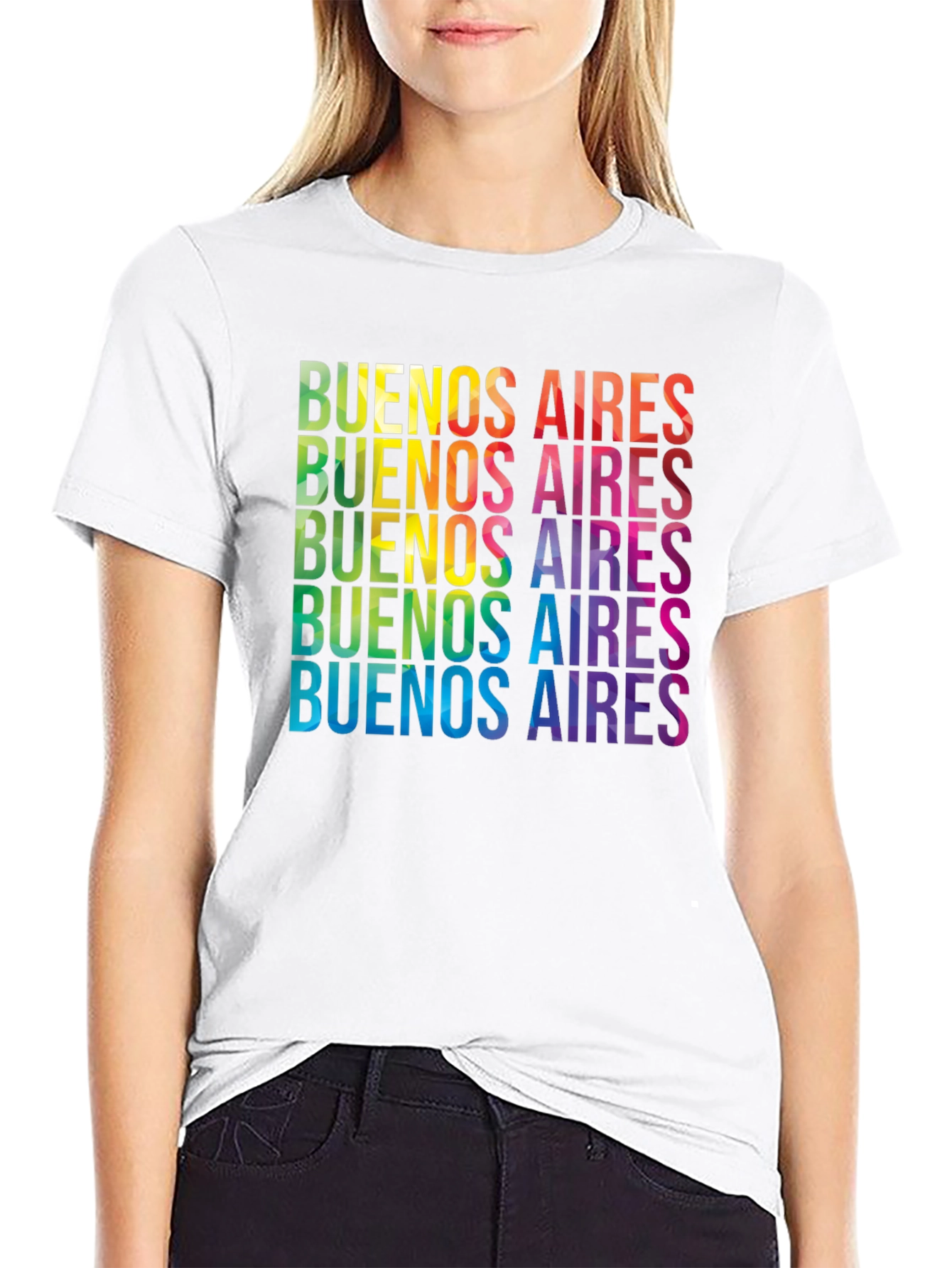 Buenos Aires Rainbow T-Shirt - Black Crew Neck