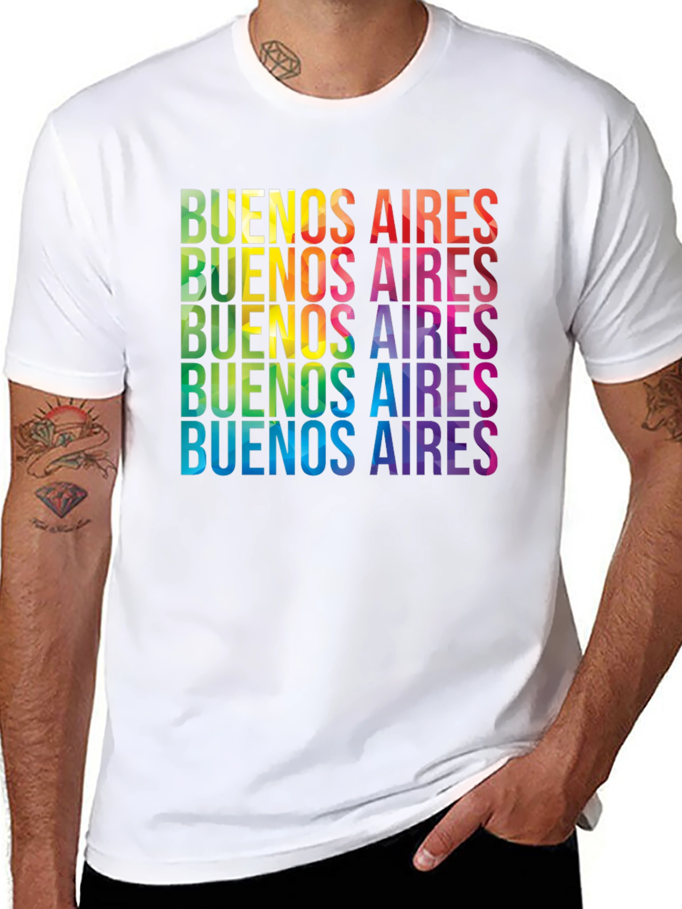 Buenos Aires Rainbow T-Shirt - Black Crew Neck