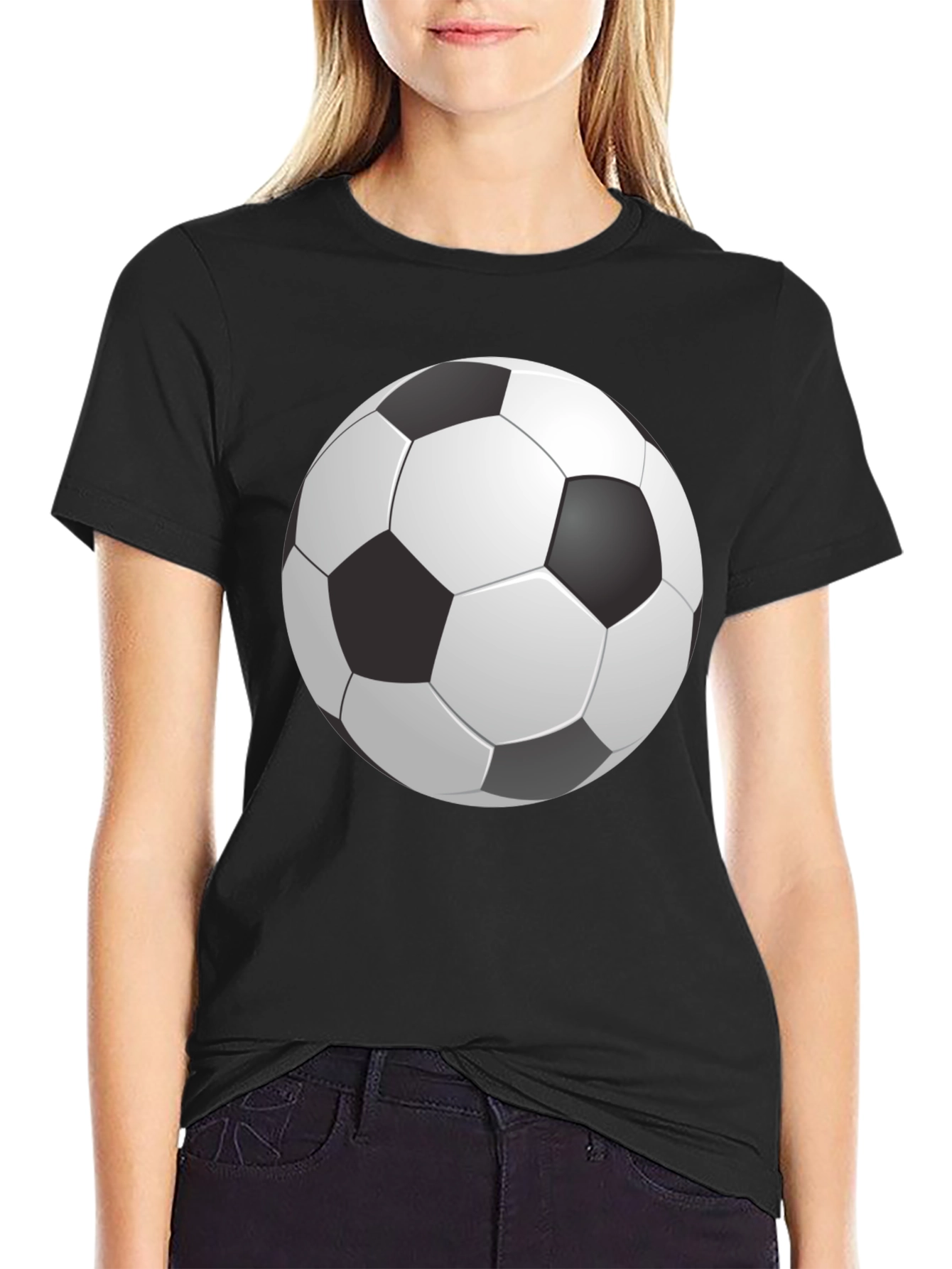 Soccer Ball Graphic Print Black T-Shirt