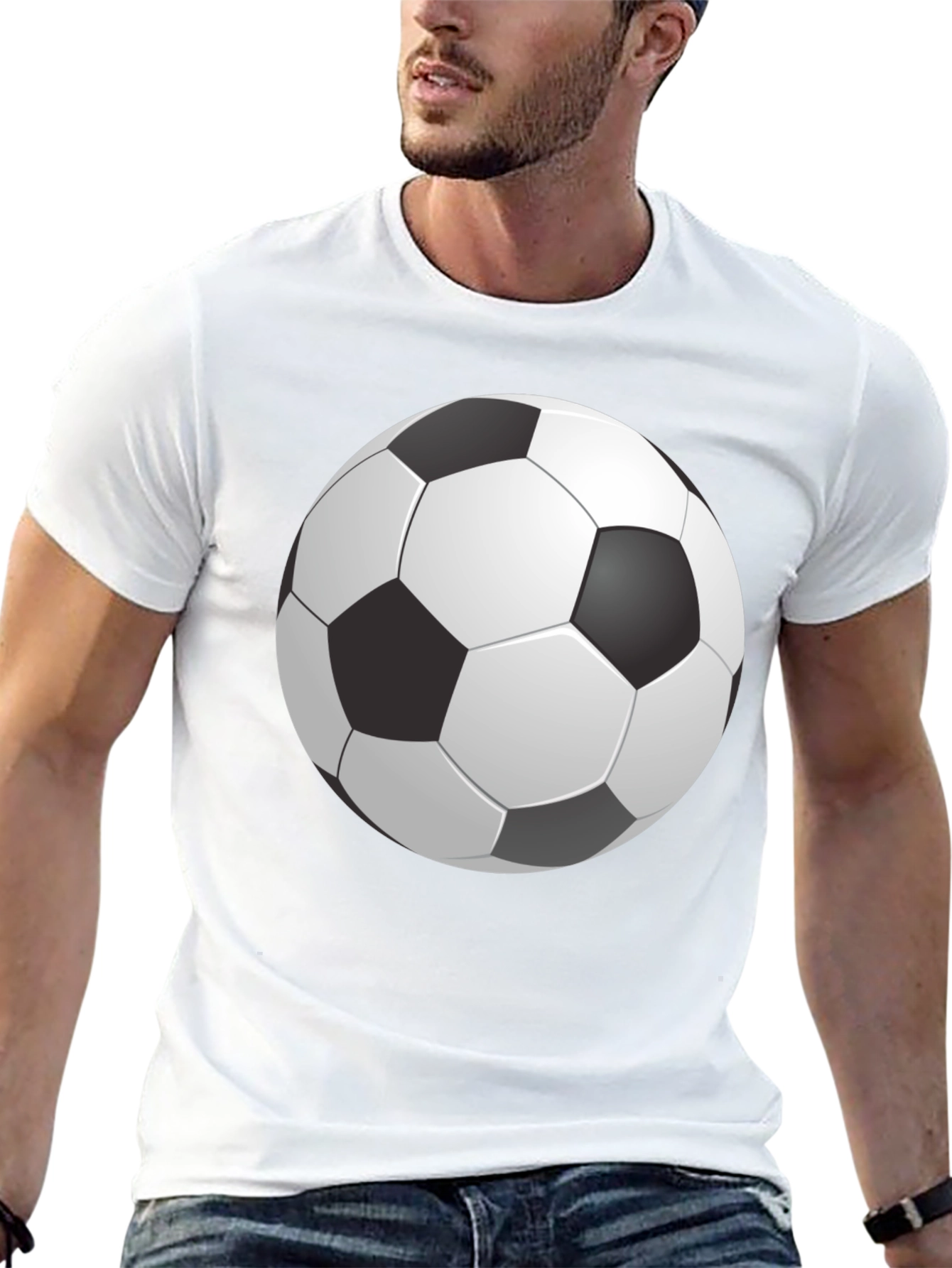 Soccer Ball Graphic Print Black T-Shirt